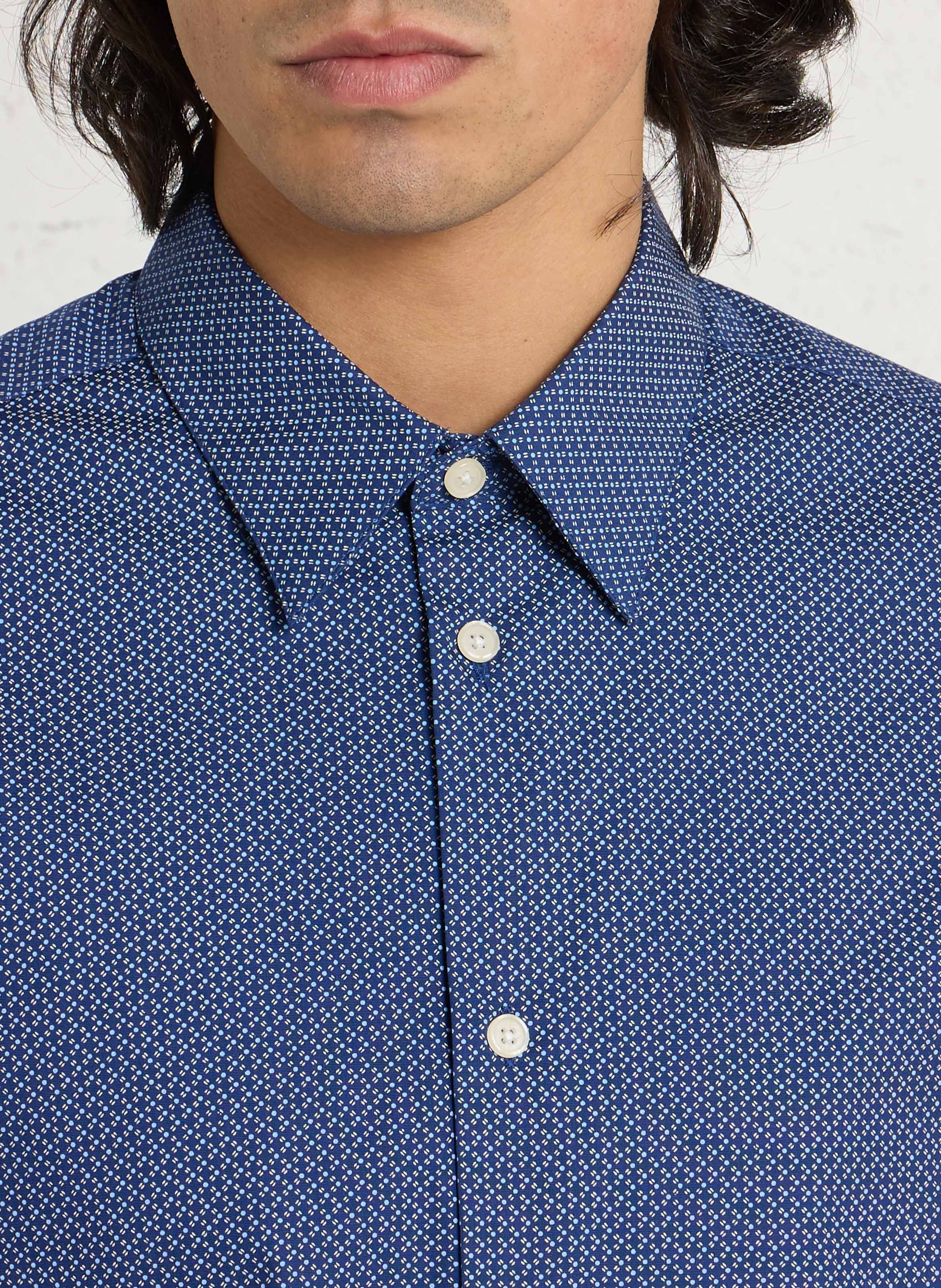 Chemise slim col classique en coton AU PRINTEMPS PARIS Bleu