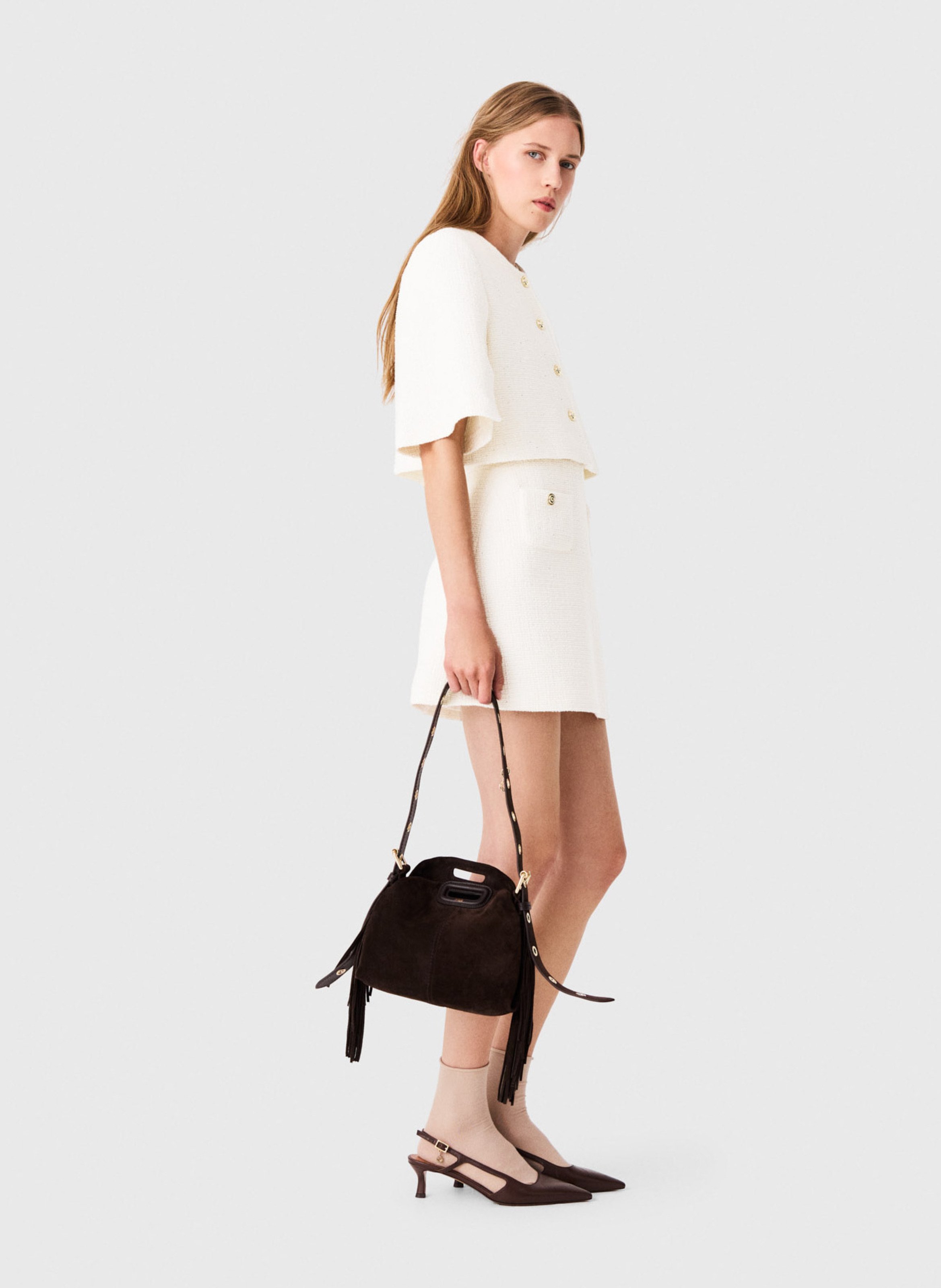 Korte jurk met optische illusie in gemengd katoen MAJE Beige