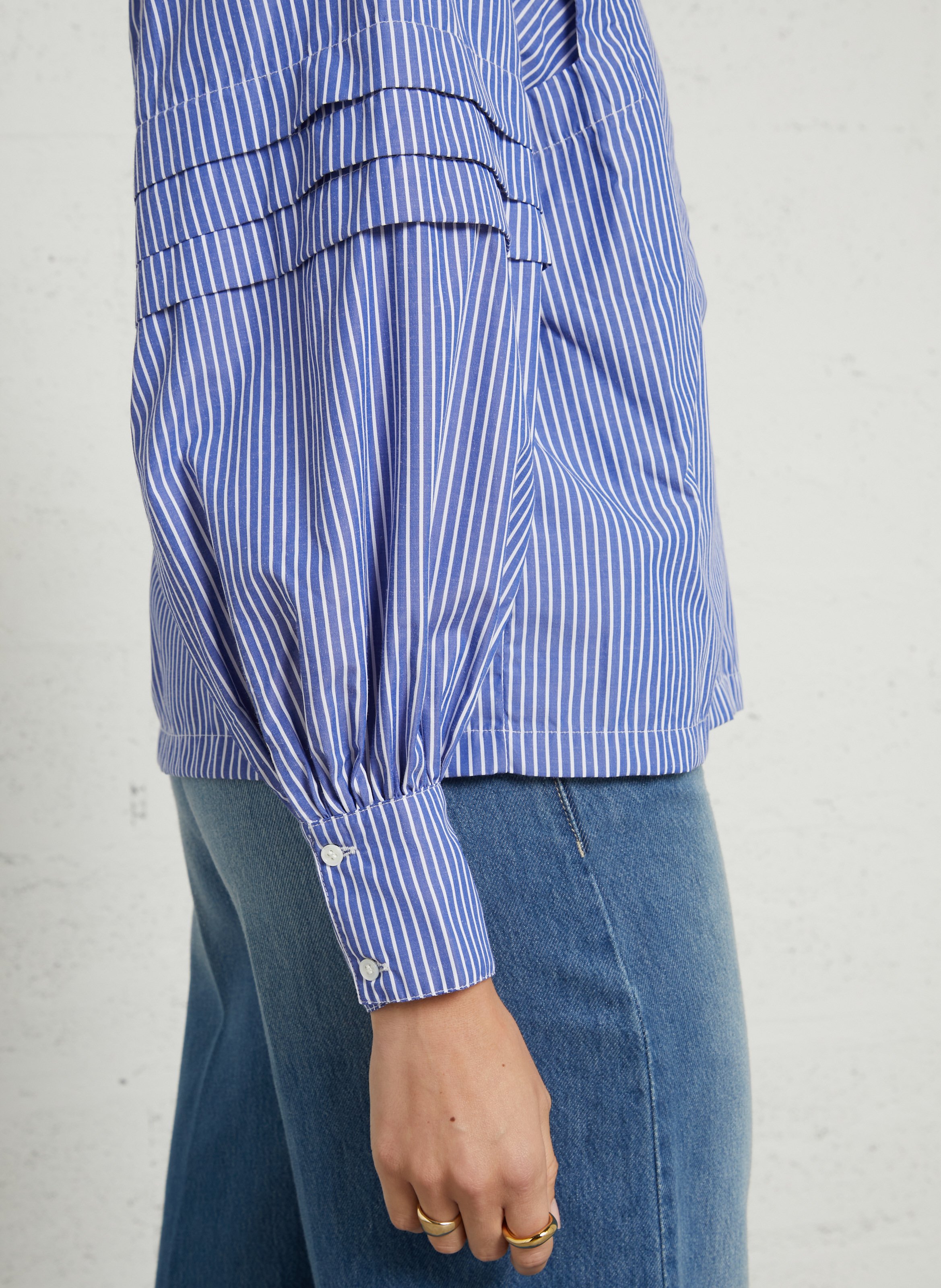 Chemise col rond en coton FEEKA Bleu