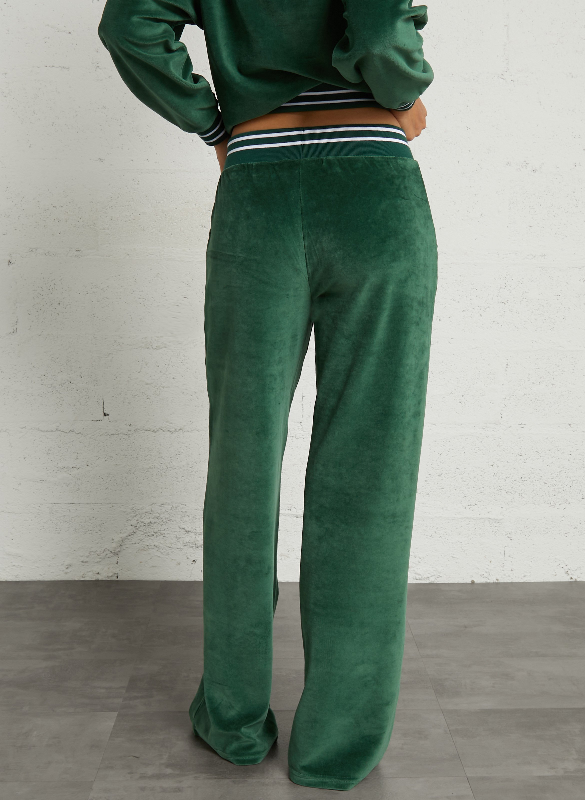 Wide-leg cotton-blend track pants LA NOUVELLE Green