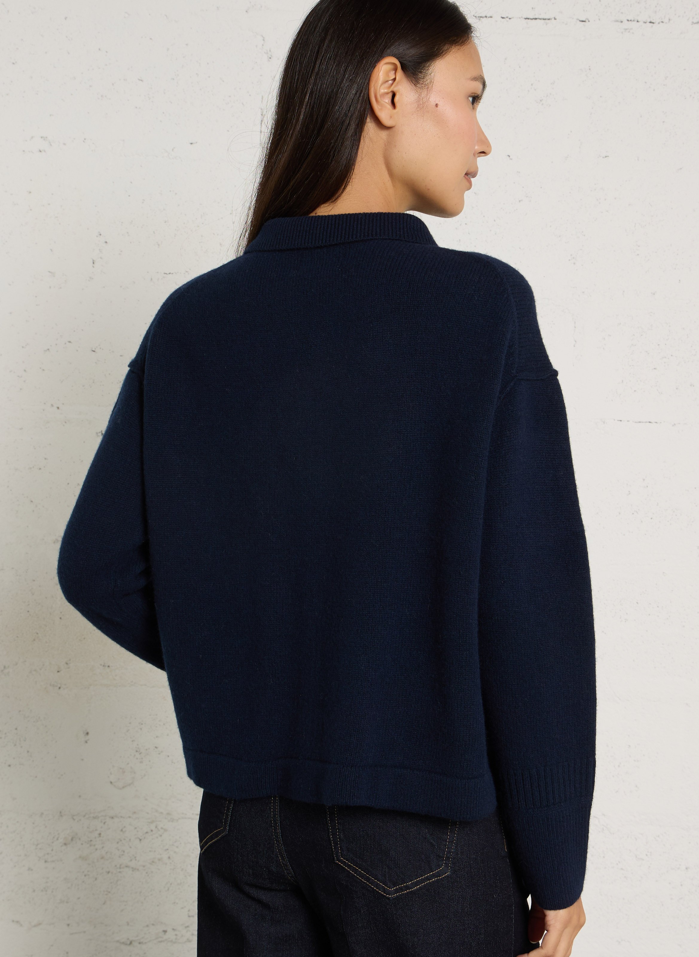 Strickjacke aus Wolle mit klassischem Kragen BELLA JONES Blau
