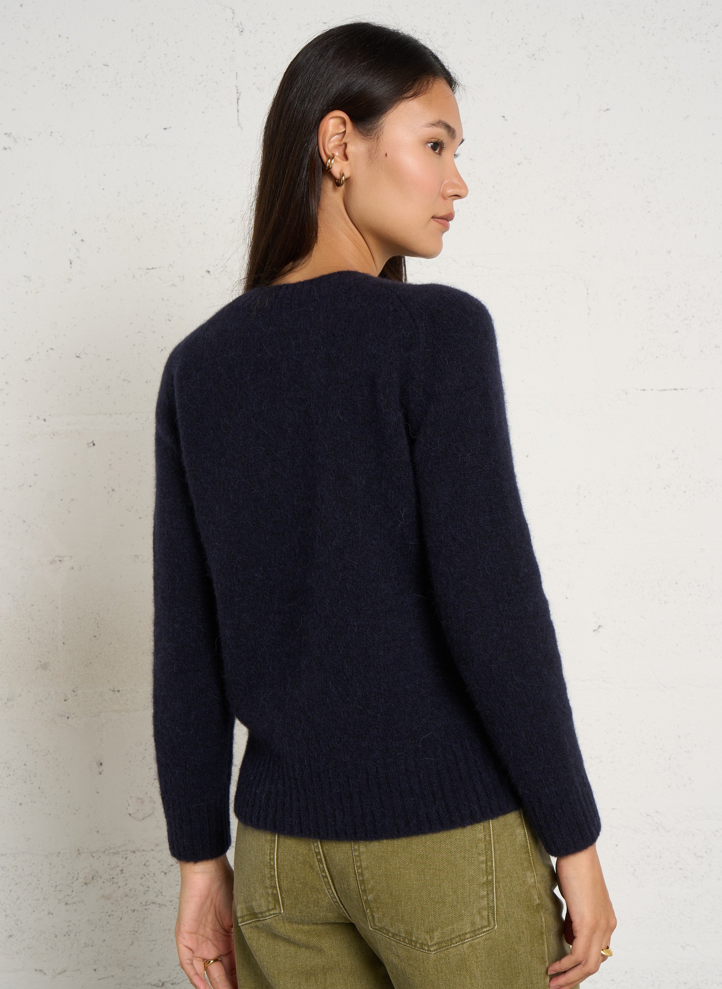Pull oversize col rond en maille SOEUR Bleu