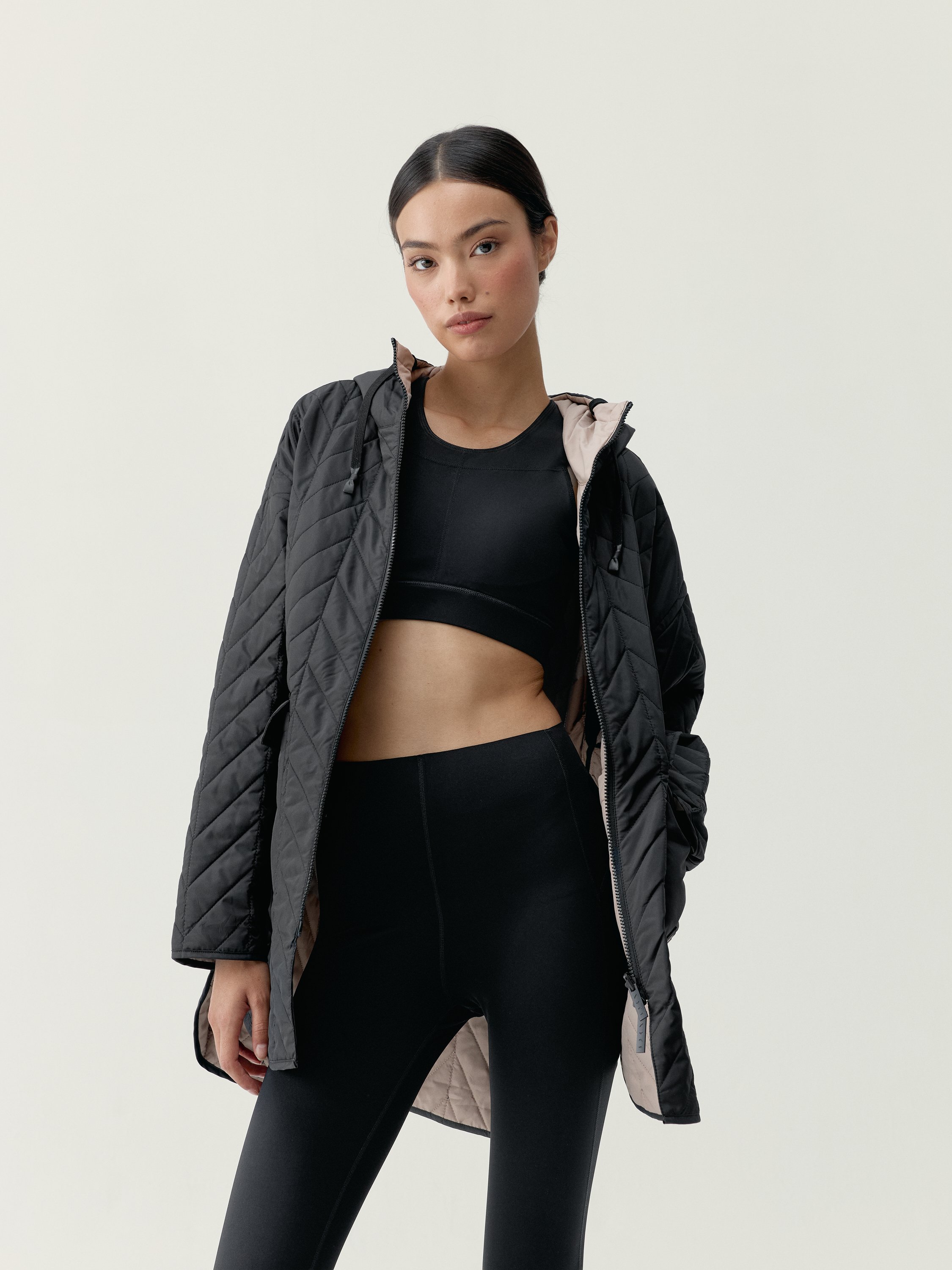 Women's reversible hooded sports coat BORN Black