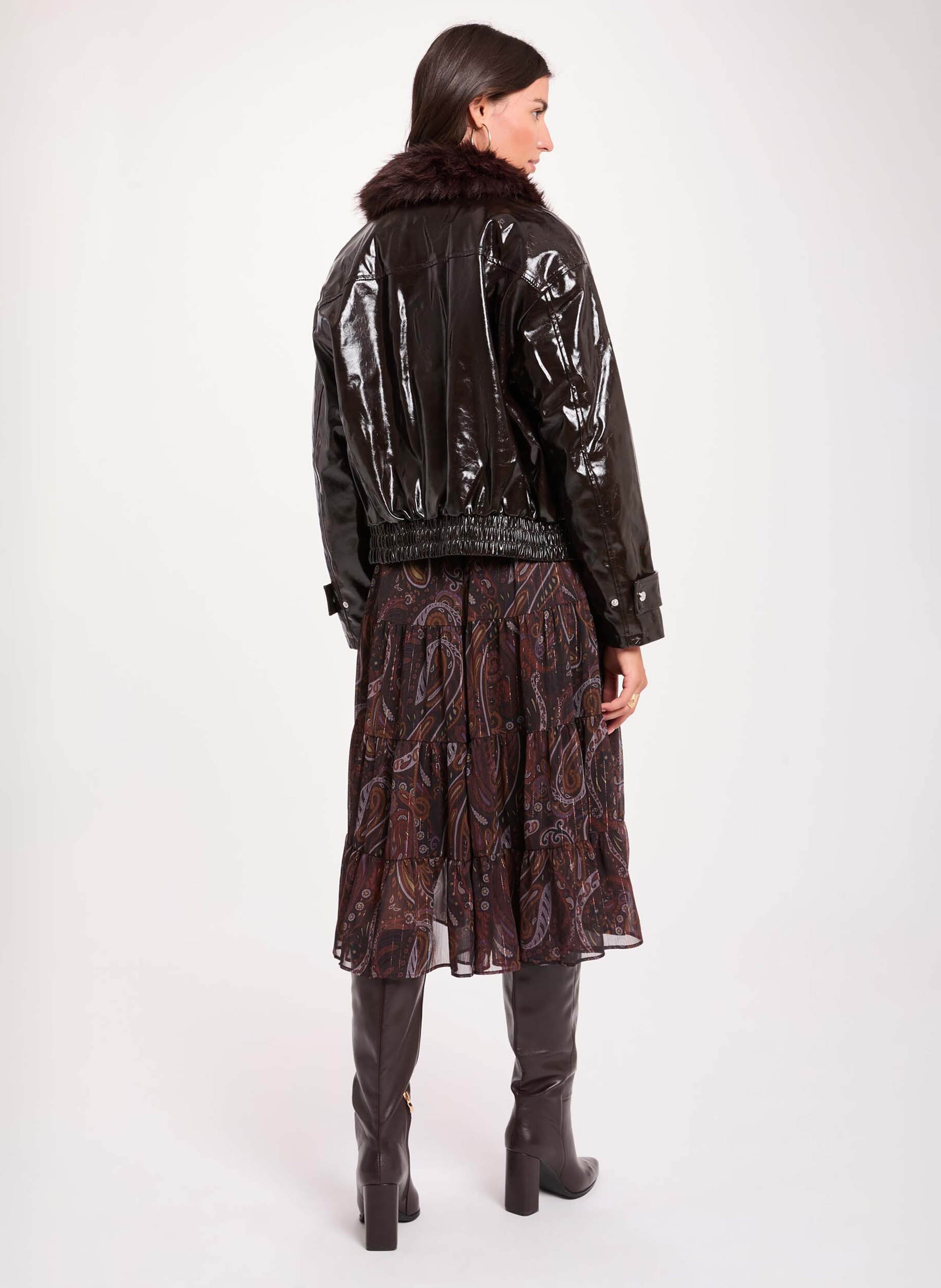Vinyllook jas met ritssluiting MORGAN Bruin