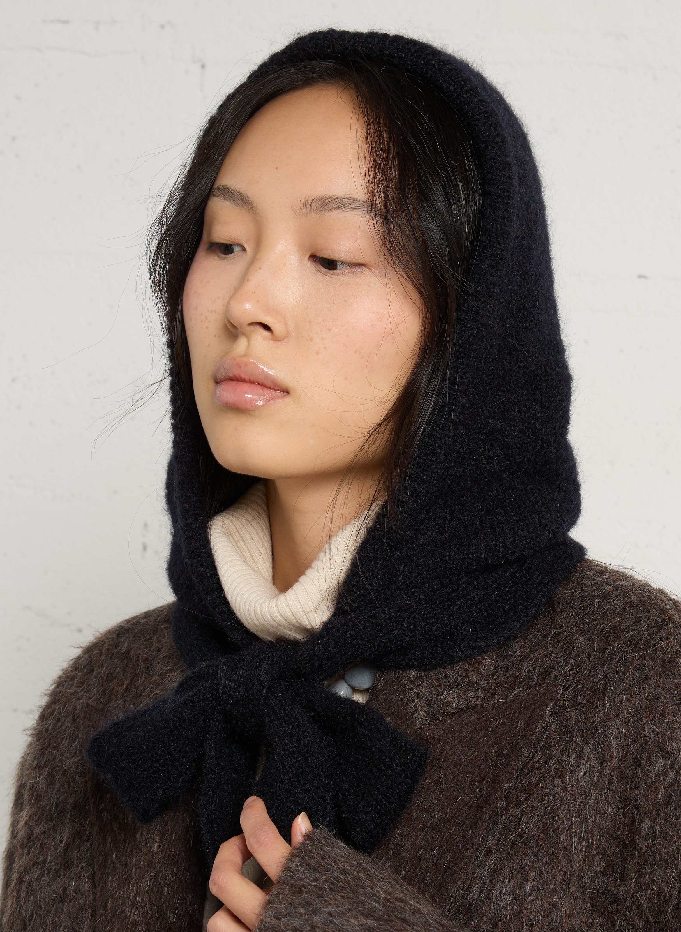 Kapuze zum Binden aus gemischtem Mohair DES PETITS HAUTS Blau