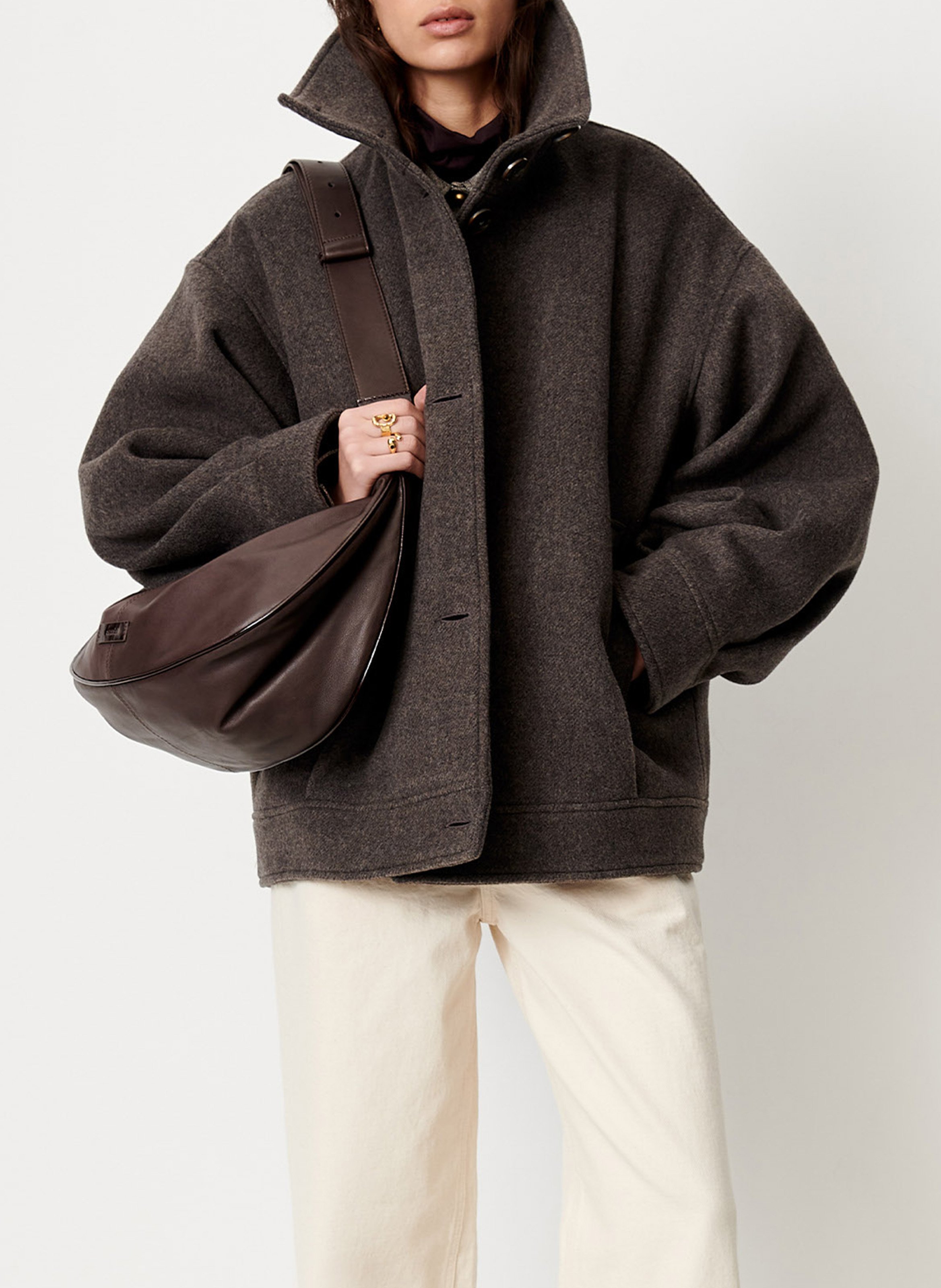 Manteau oversize en laine mélangée SESSUN Gris