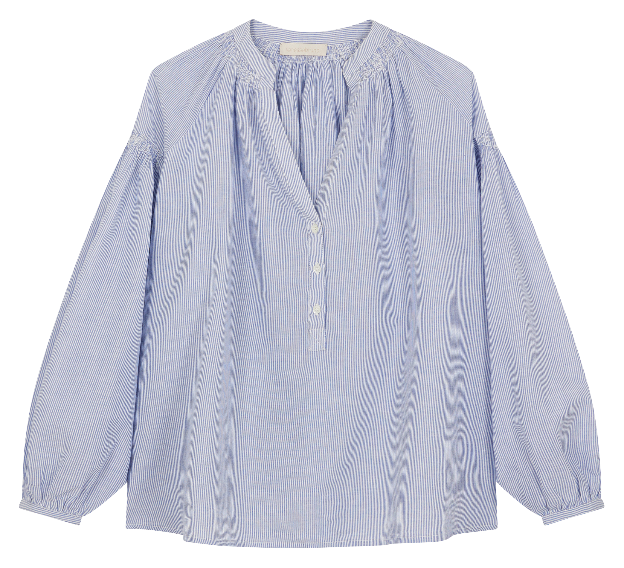 Striped cotton blouse with Tunisian collar VANESSA BRUNO Blue