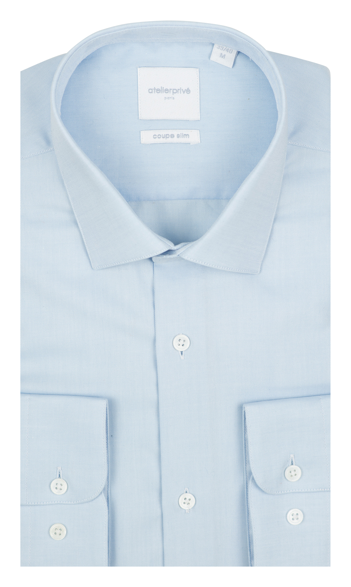 Slim-fit, katoenen overhemd met klassieke kraag ATELIER PRIVE Blauw