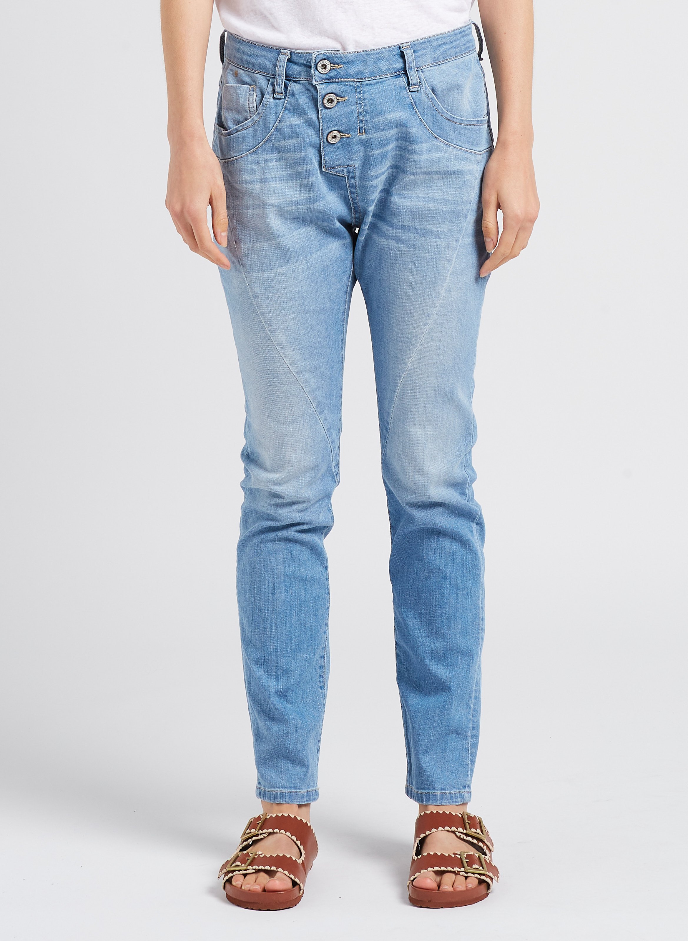 Jean slim taille haute en coton stretch PLEASE Bleu