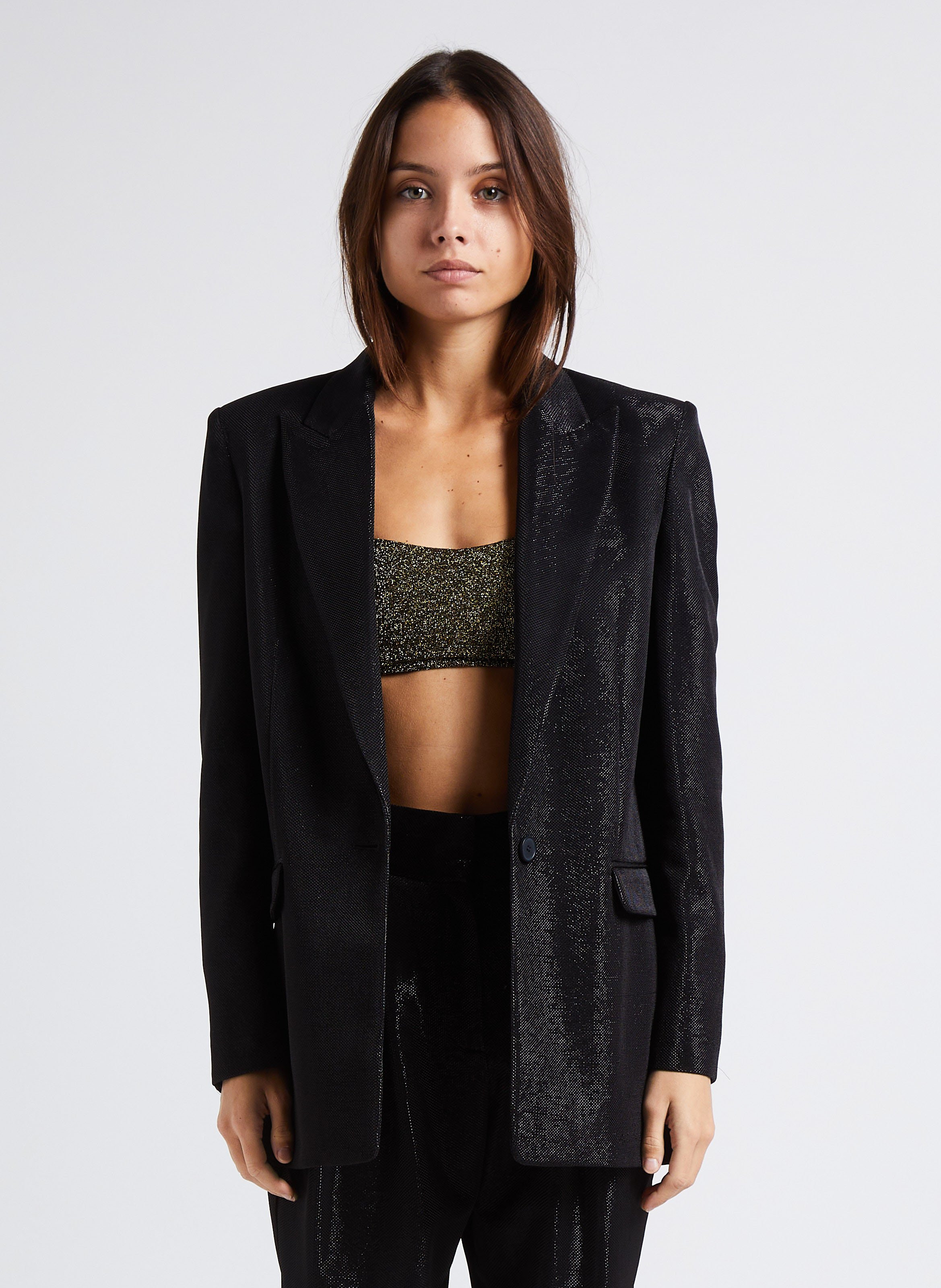 Shiny hot sale black blazer