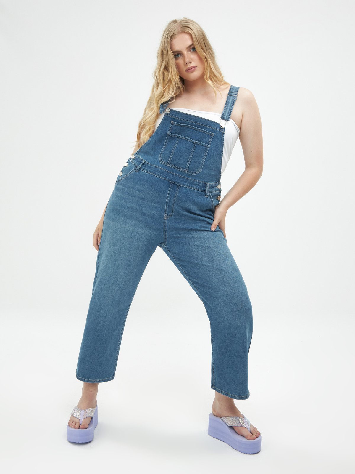 Faded best sale denim overalls