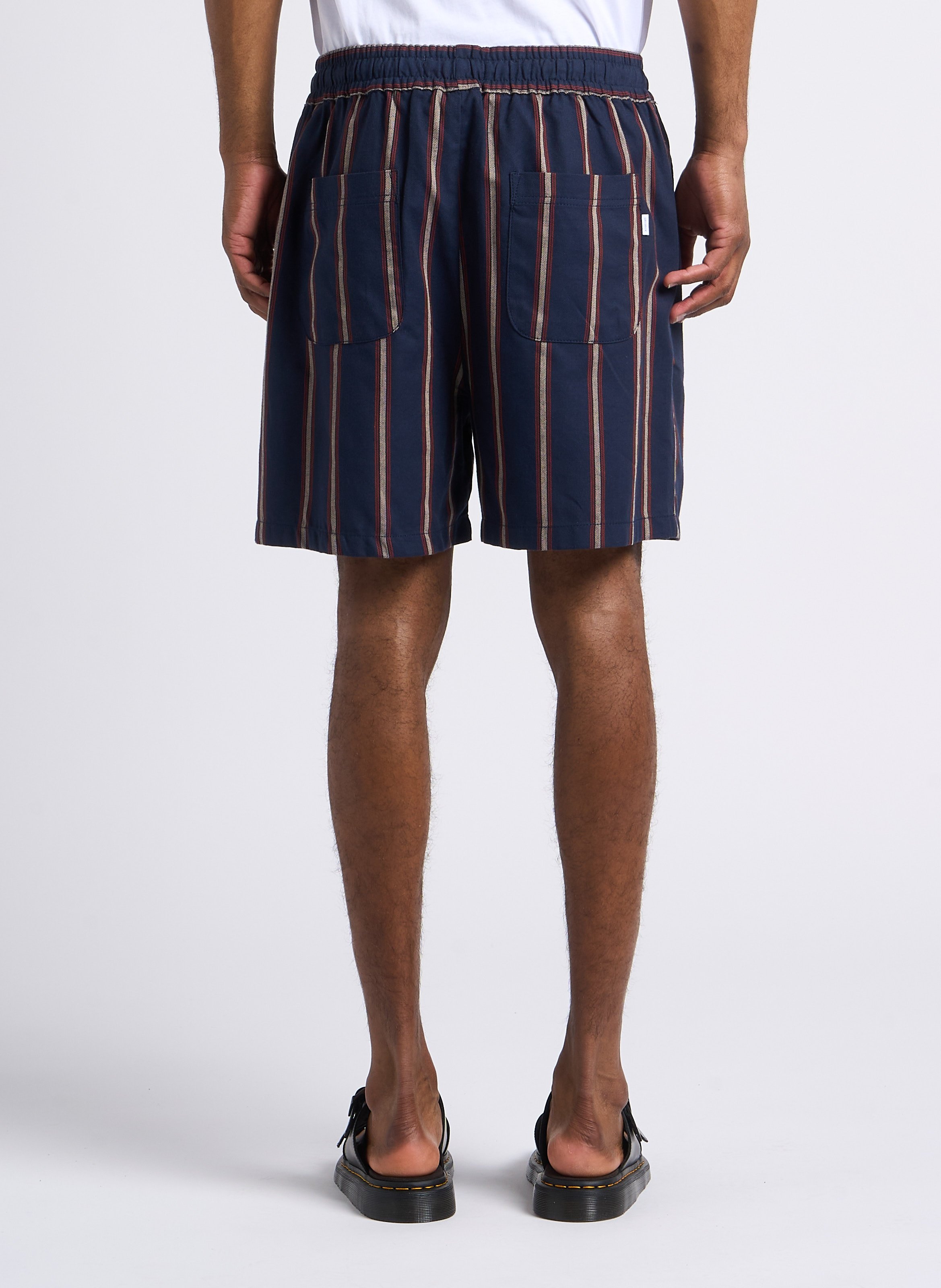 Striped straight-leg cotton shorts LES DEUX Blue