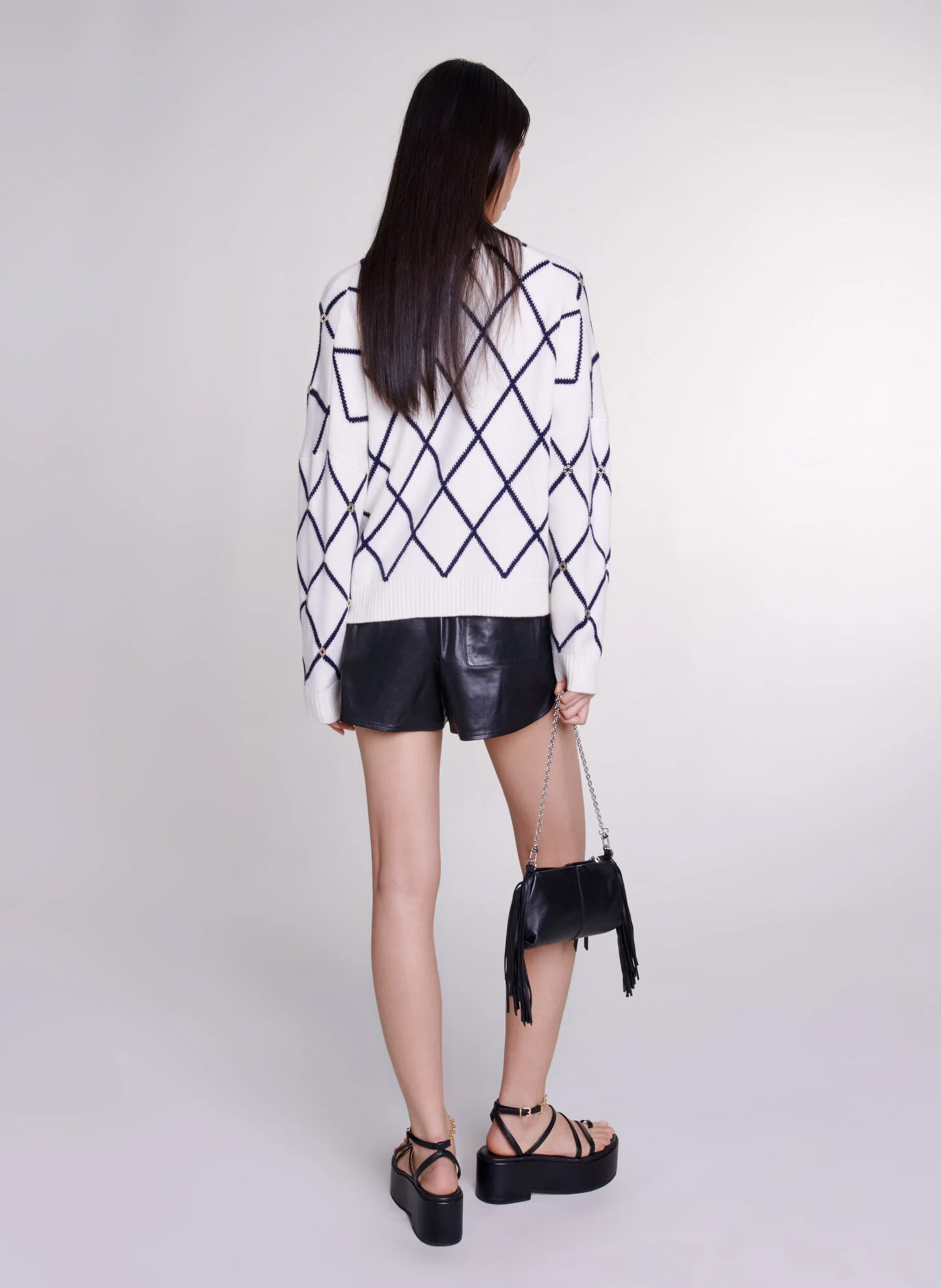 MAJE shops Printed V-Neck Sweater