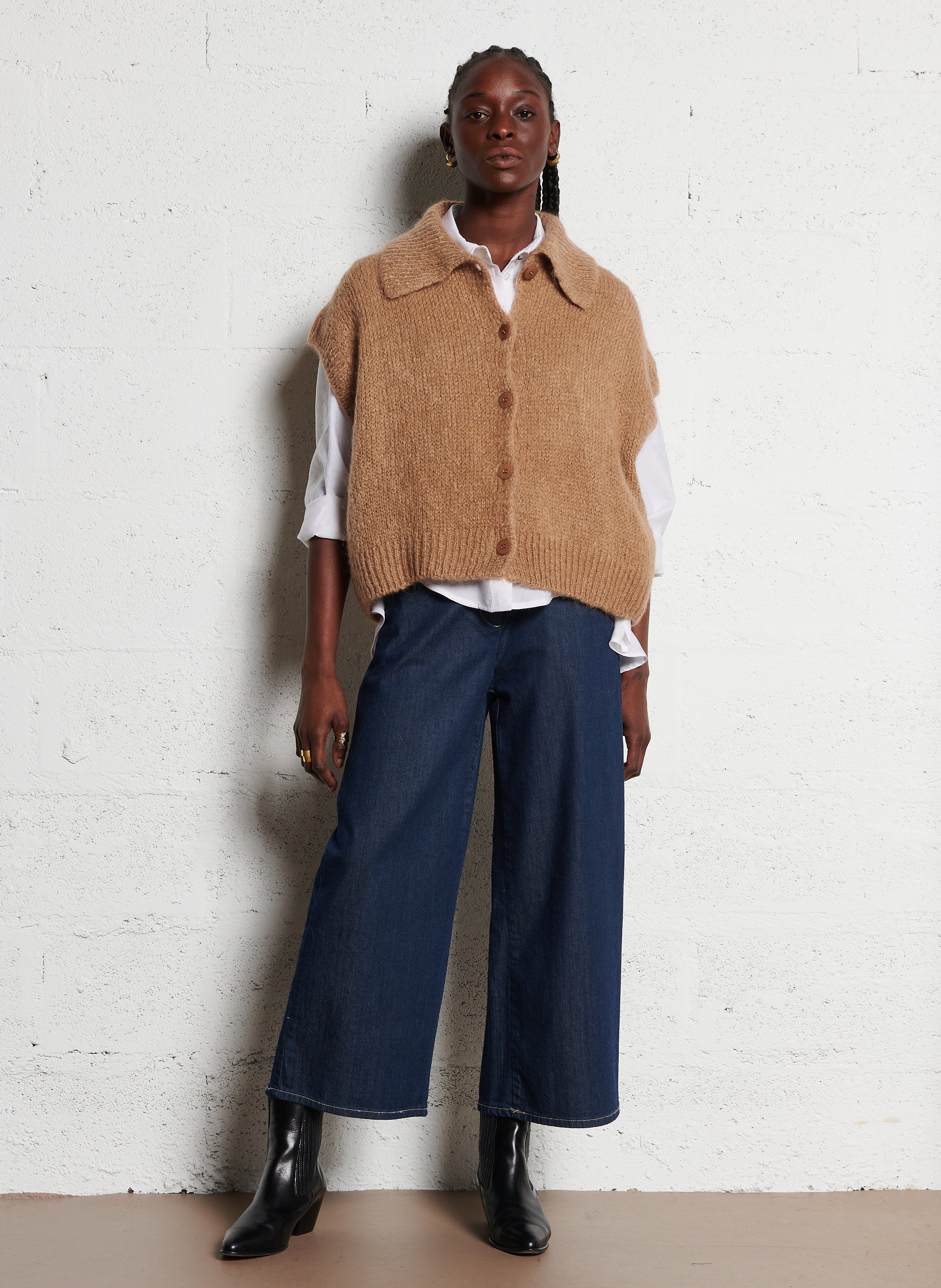 Jean large en coton mélangé PLEASE Bleu