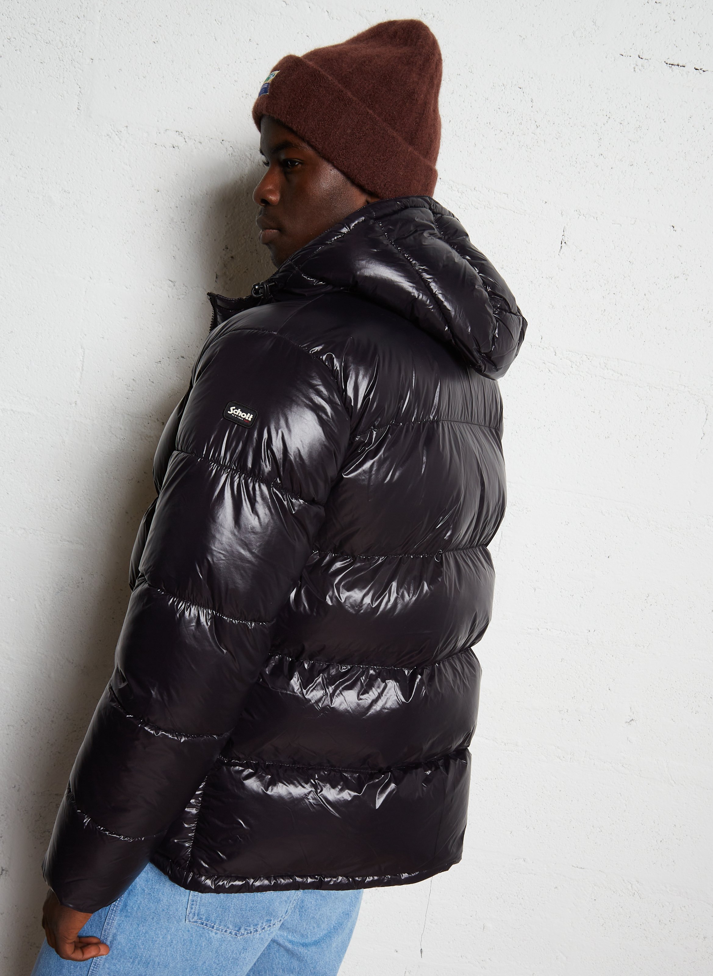 Doudoune à capuche matelassée SCHOTT Noir