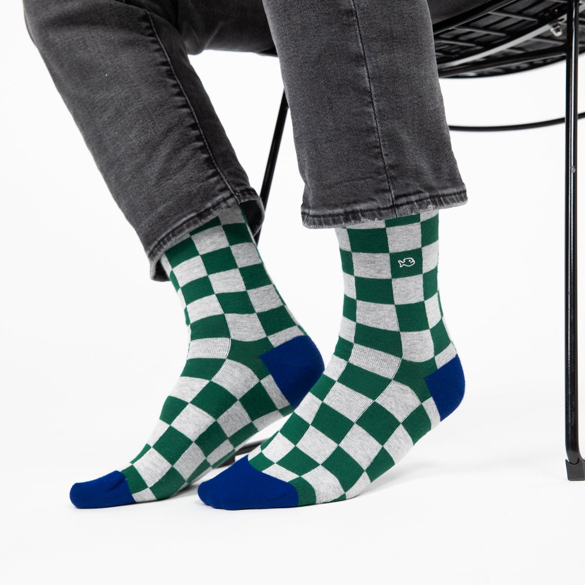 Checked combed cotton socks BILLYBELT Green