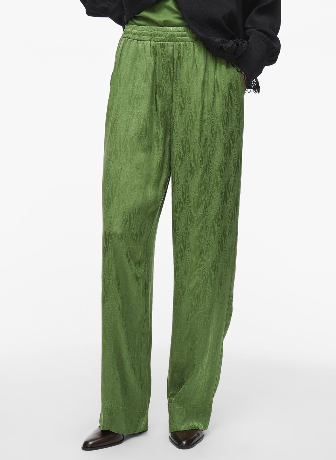 Pantalon droit en jacquard imprimé ROUGE EDIT Vert