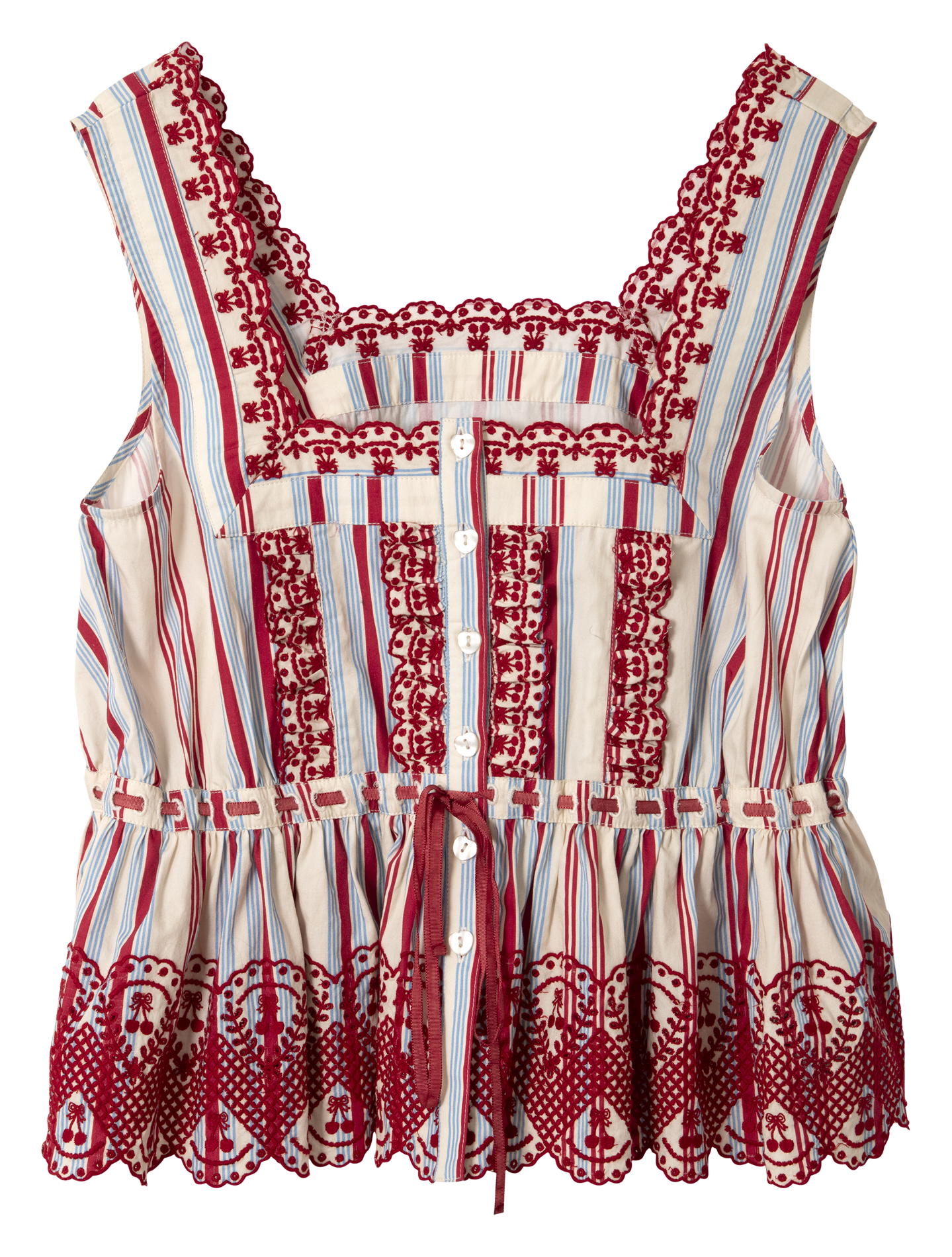 Square-neck striped top in organic cotton DAMSON MADDER Multicolored