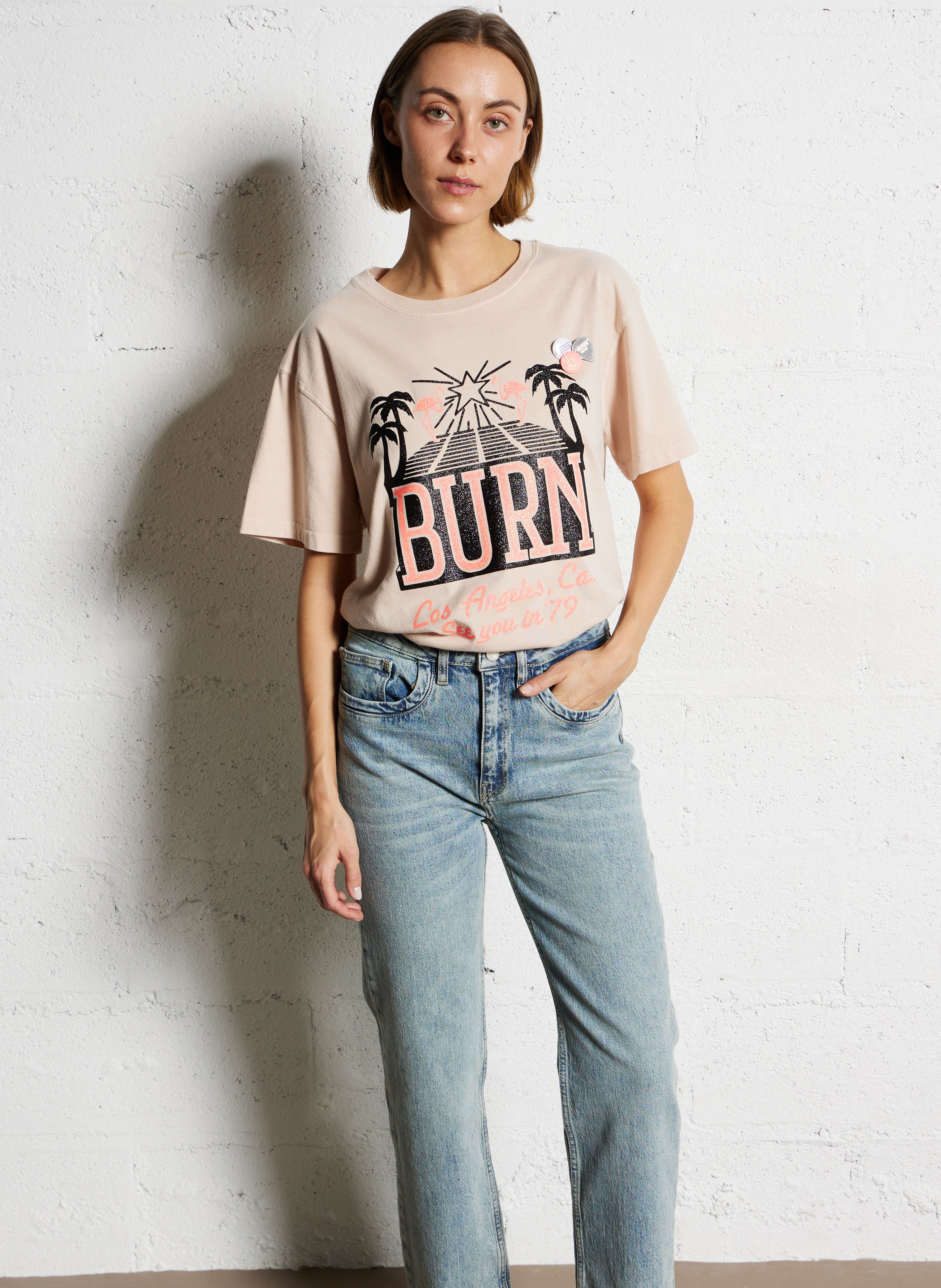 Oversized cotton screen-printed t-shirt NEWTONE Grey