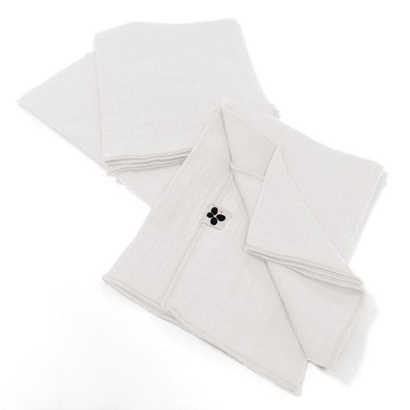 Set of 2 cotton muslin hand towels L'EFFET PAPILLON White