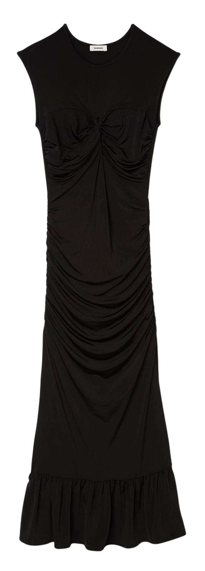Lange, geplooide jurk SANDRO Zwart