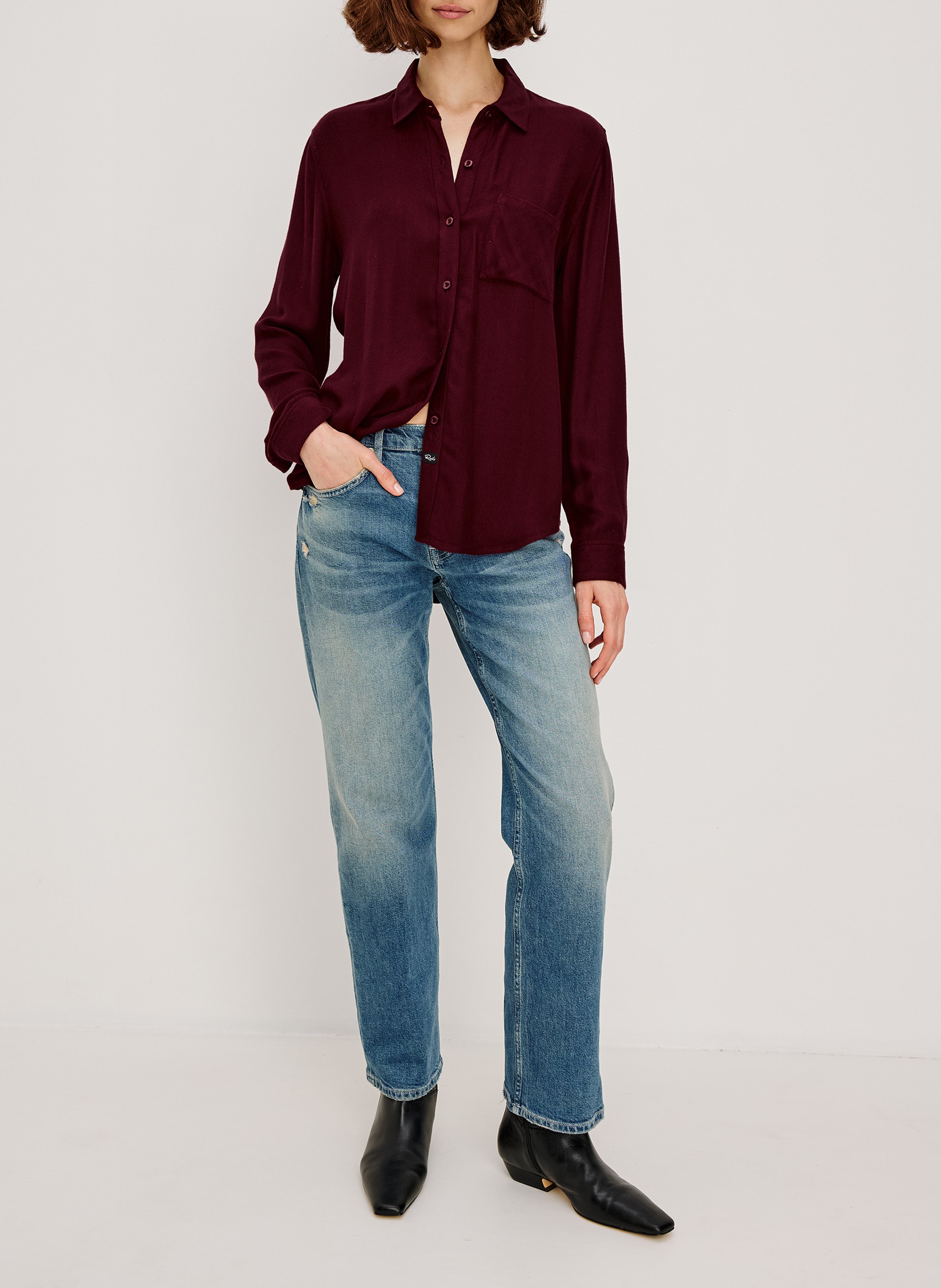 Chemise droite à carreaux RAILS Rouge