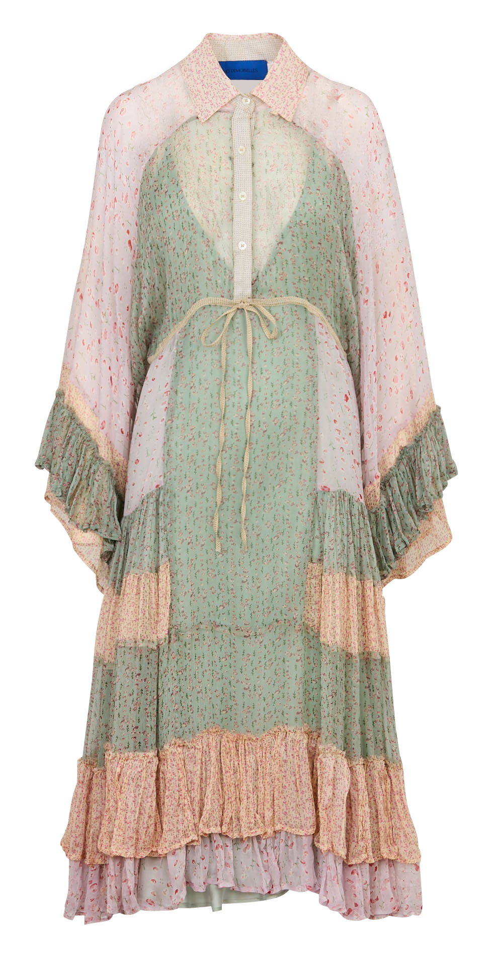 Robe longue col classique à imprimé fleuri MES DEMOISELLES Bleu