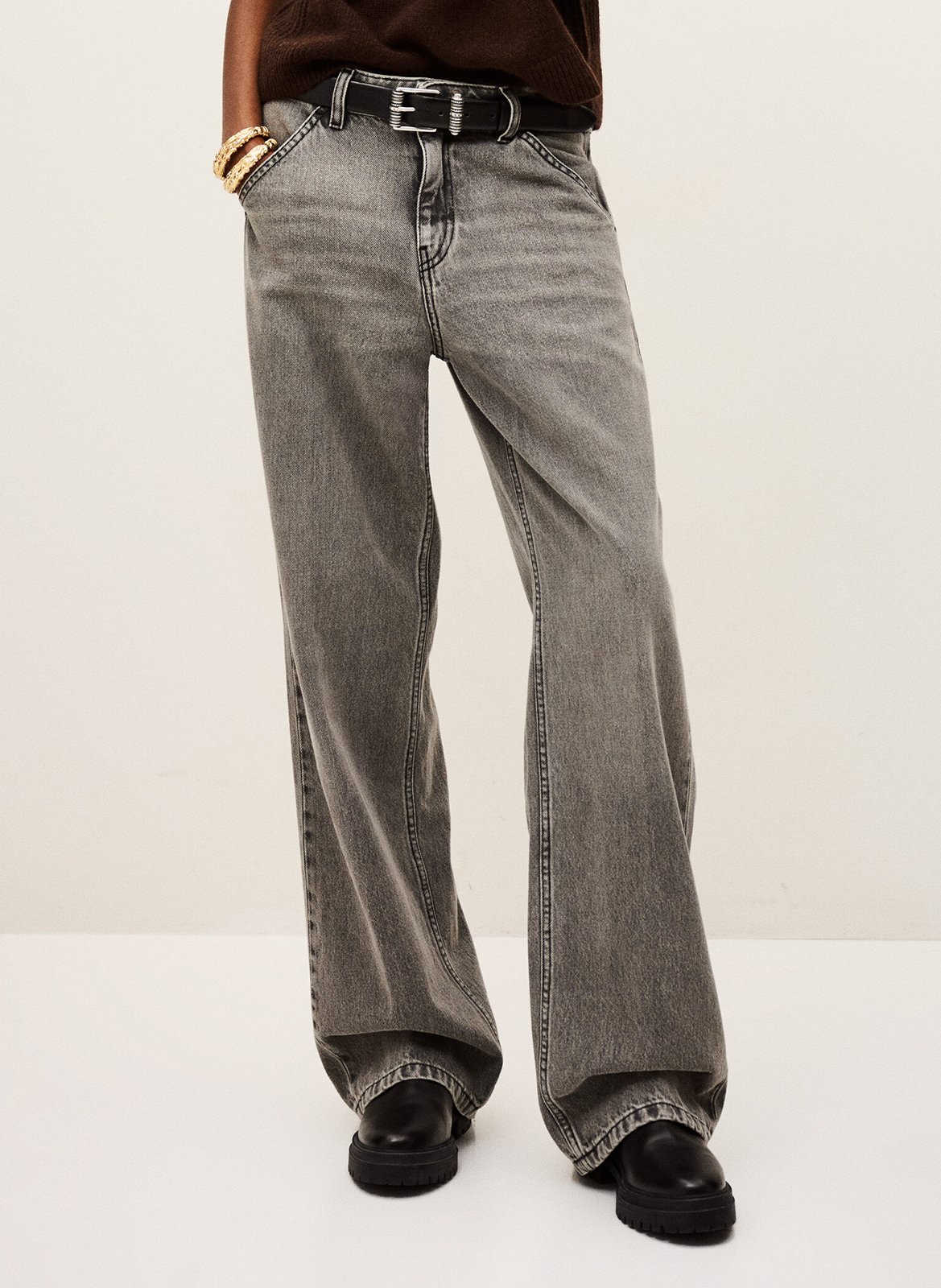 Wijde jeans met wassing BA&SH Grijs