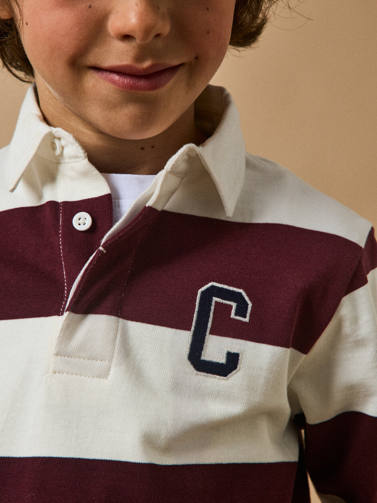 Striped organic cotton rugby shirt CYRILLUS Blue