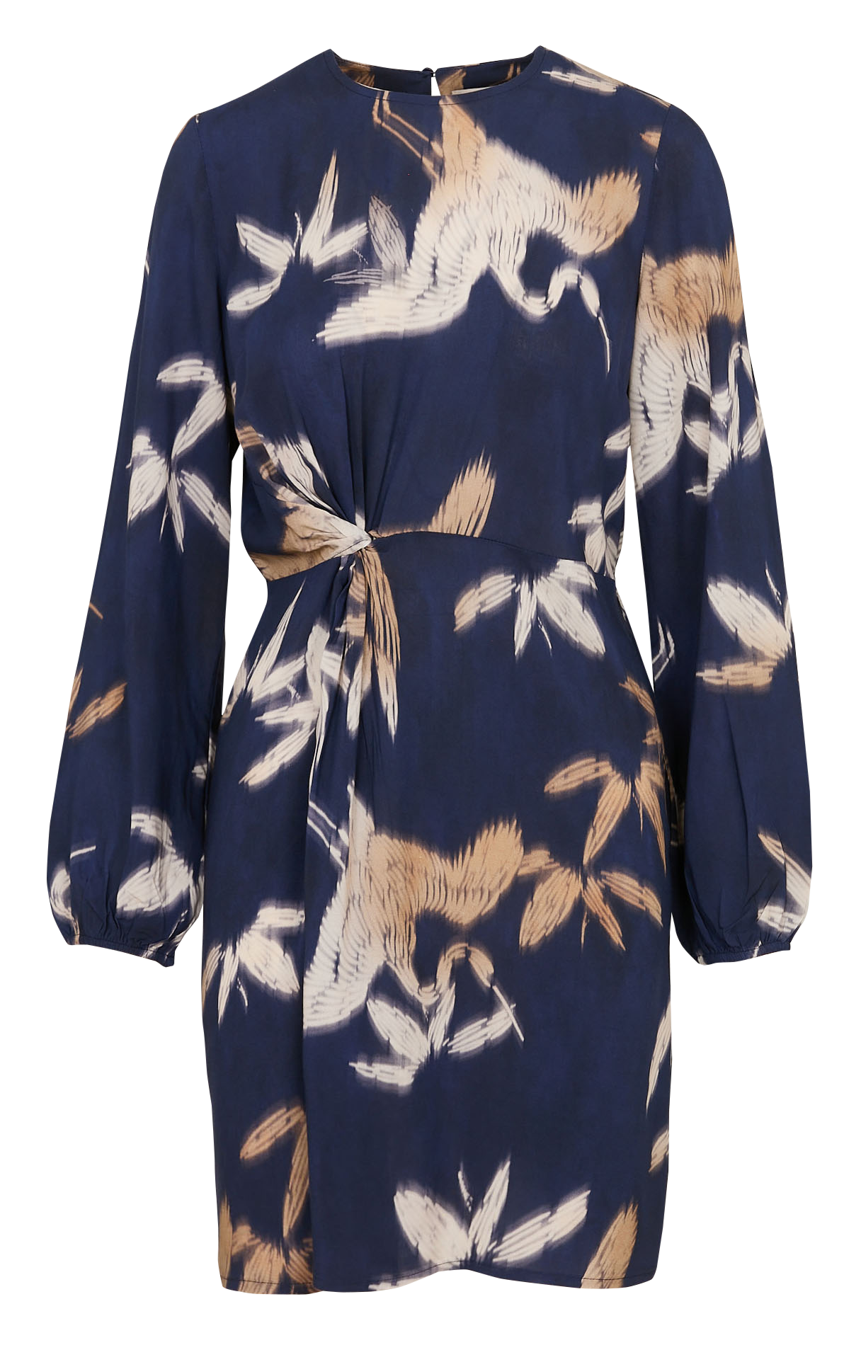 Round neck draped patterned dress LA FEE MARABOUTEE Blue