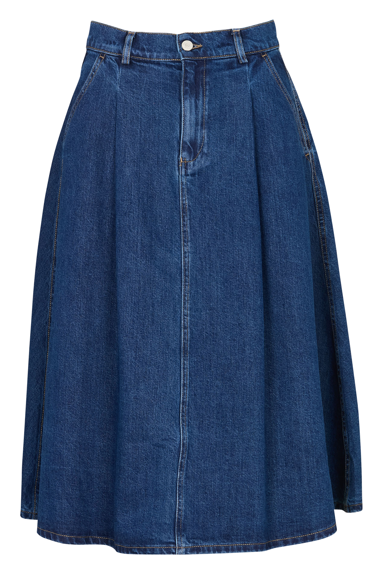 Uitlopende midi spijkerrok THE NEW SOCIETY Blauw