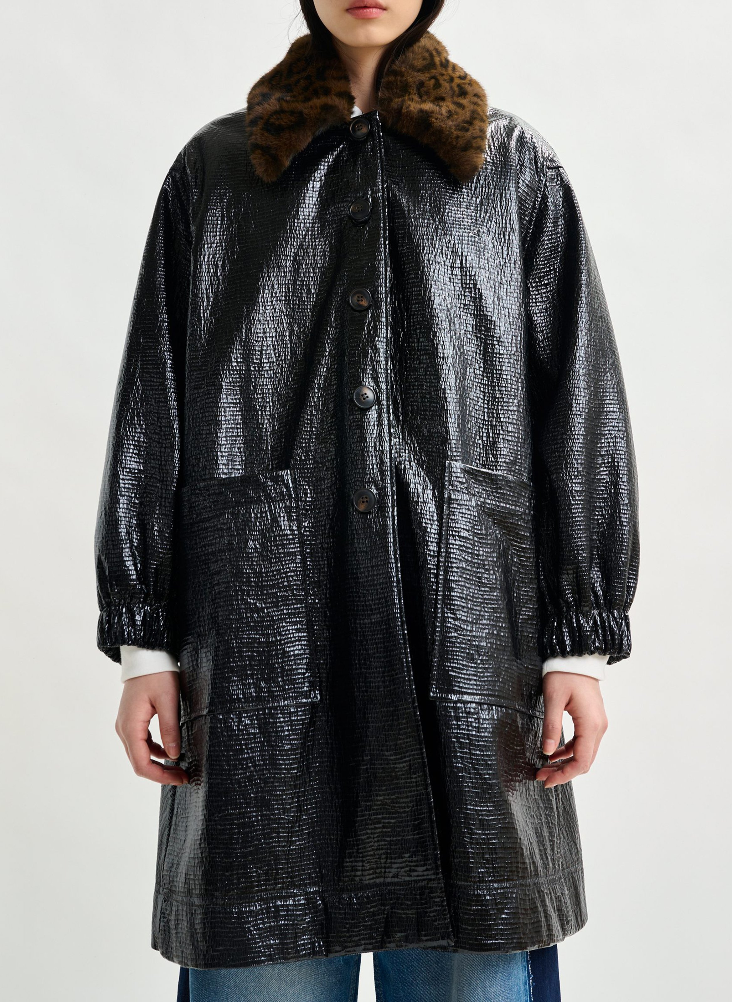 Manteau col effet fourrure  ESSENTIEL ANTWERP Bleu