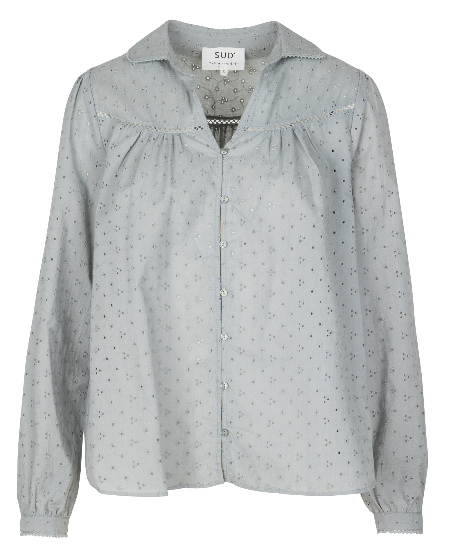 Oversized Hemd mit umgeschlagenem Kragen und bestickter Baumwolle SUD EXPRESS Grun