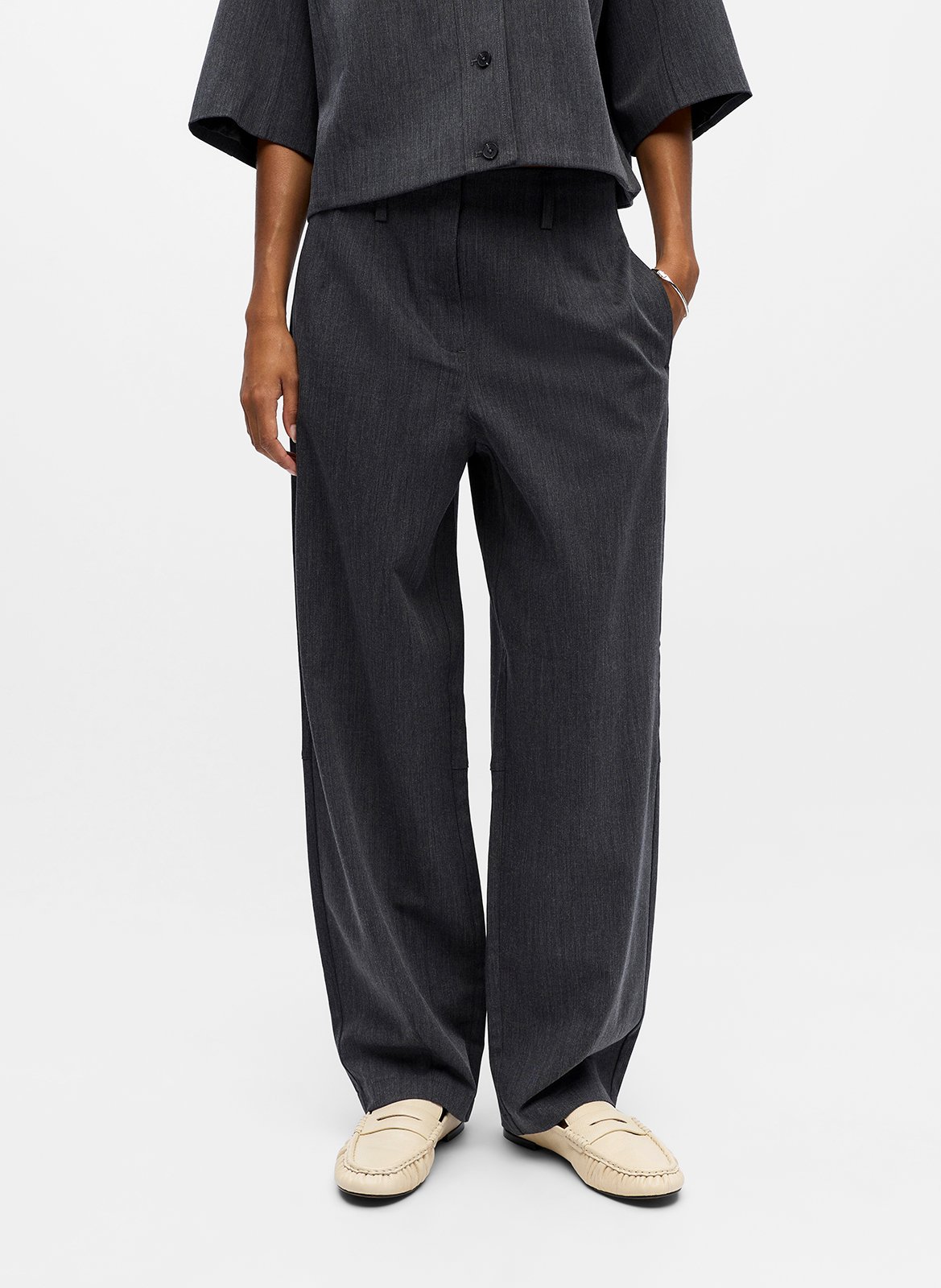 Wijde broek OBJECT Grijs