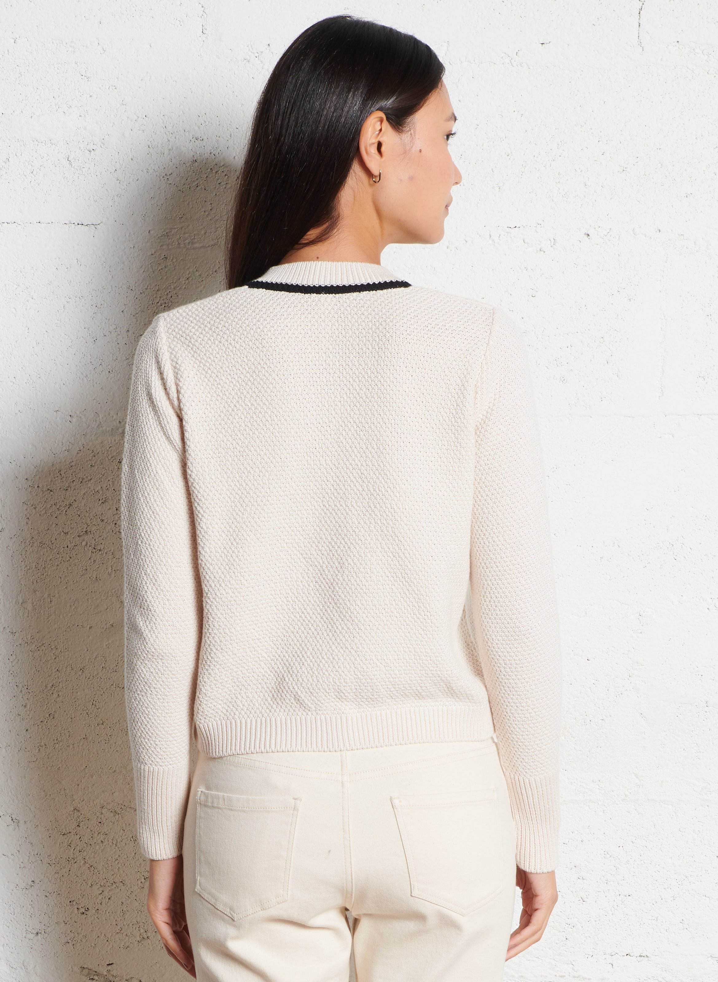 Cardigan con bottoni in maglia fantasia I CODE Bianco