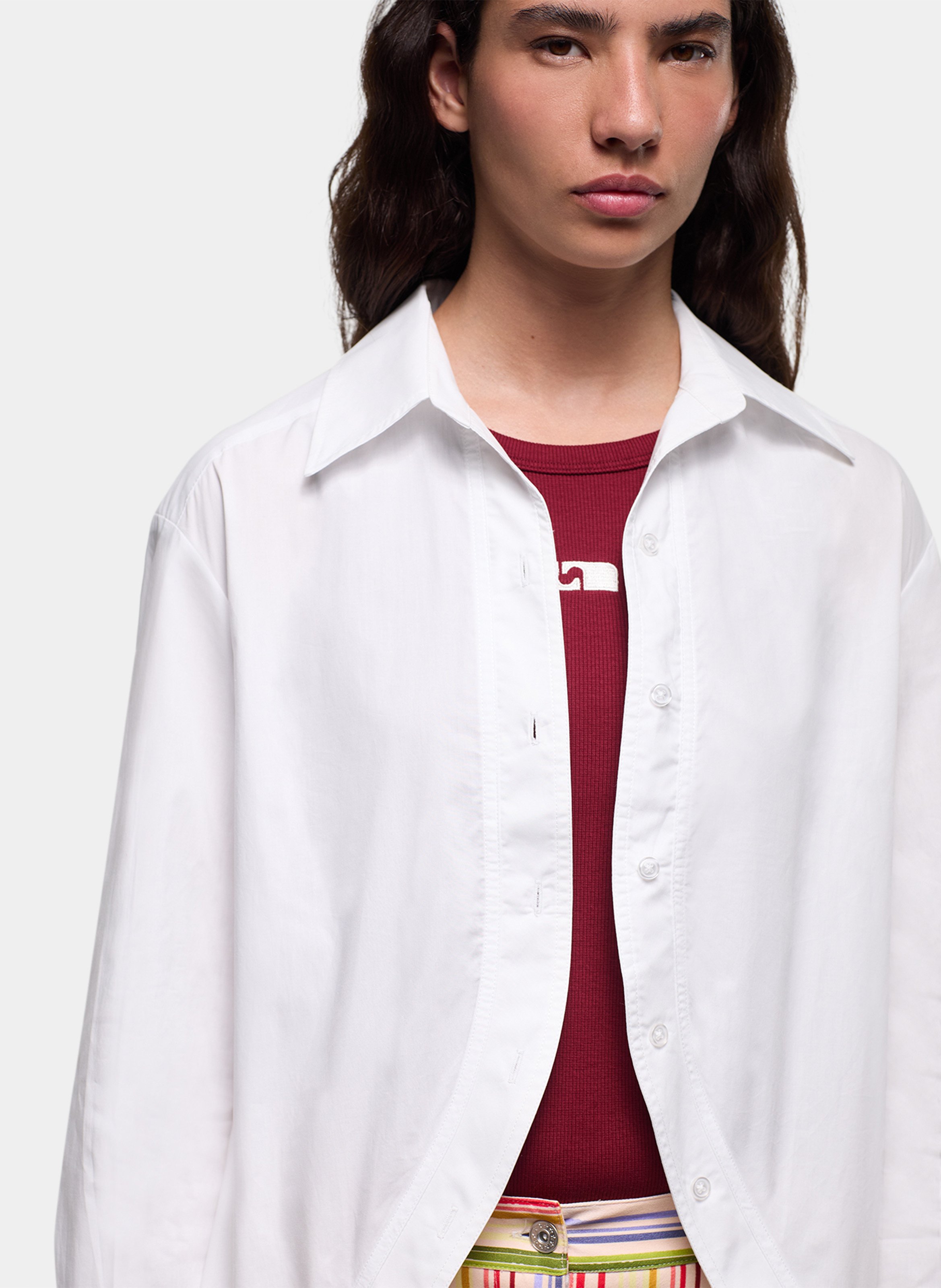 Flared plain cotton shirt LAAGAM White