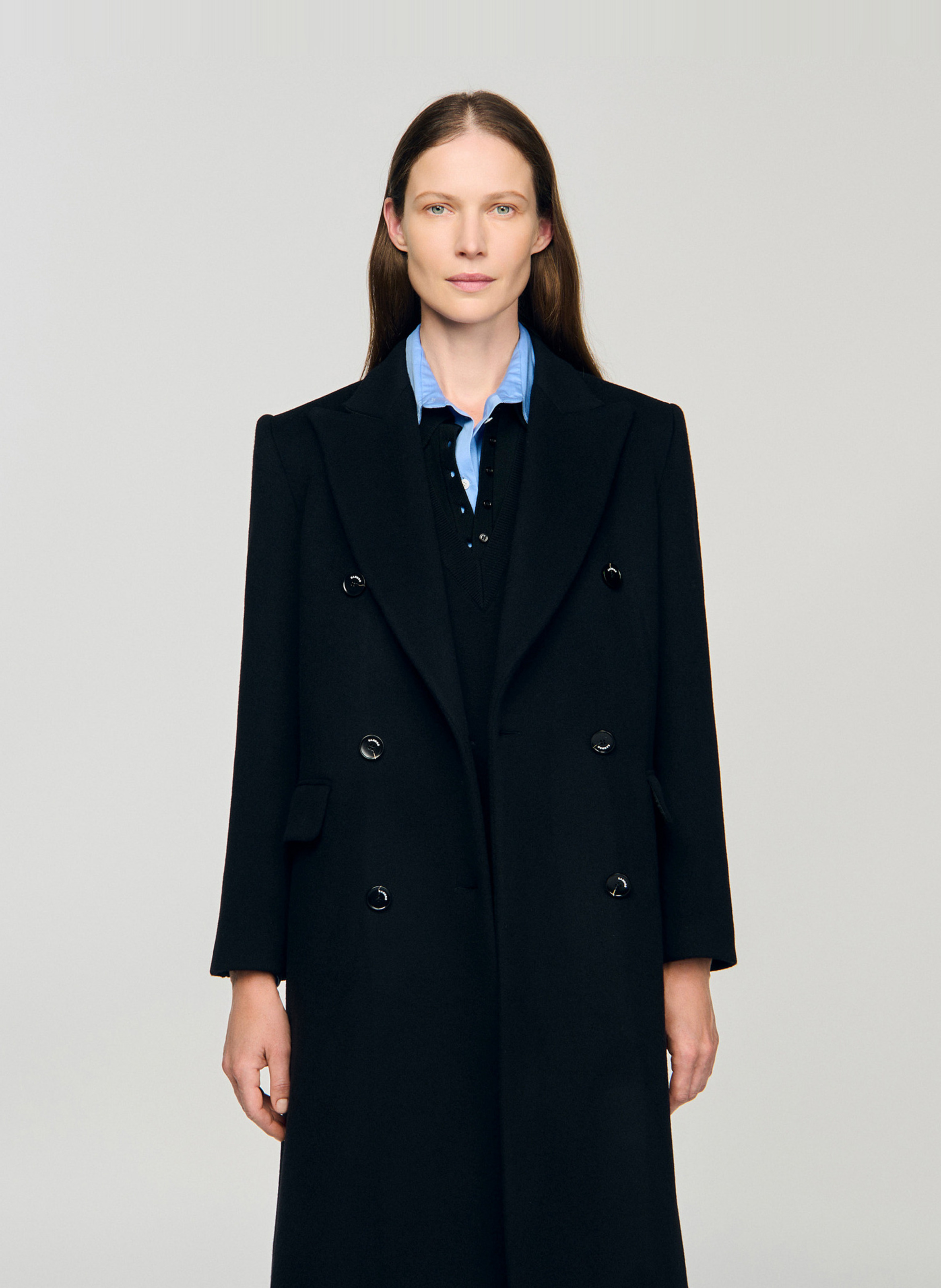 Jas van alpacawol SANDRO Zwart