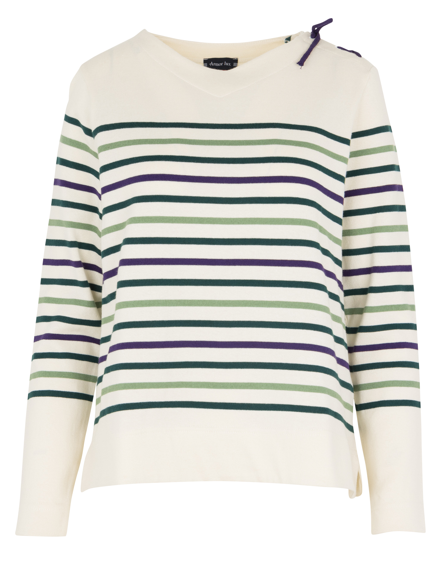 Top manches longues à rayures en coton ARMOR LUX Beige