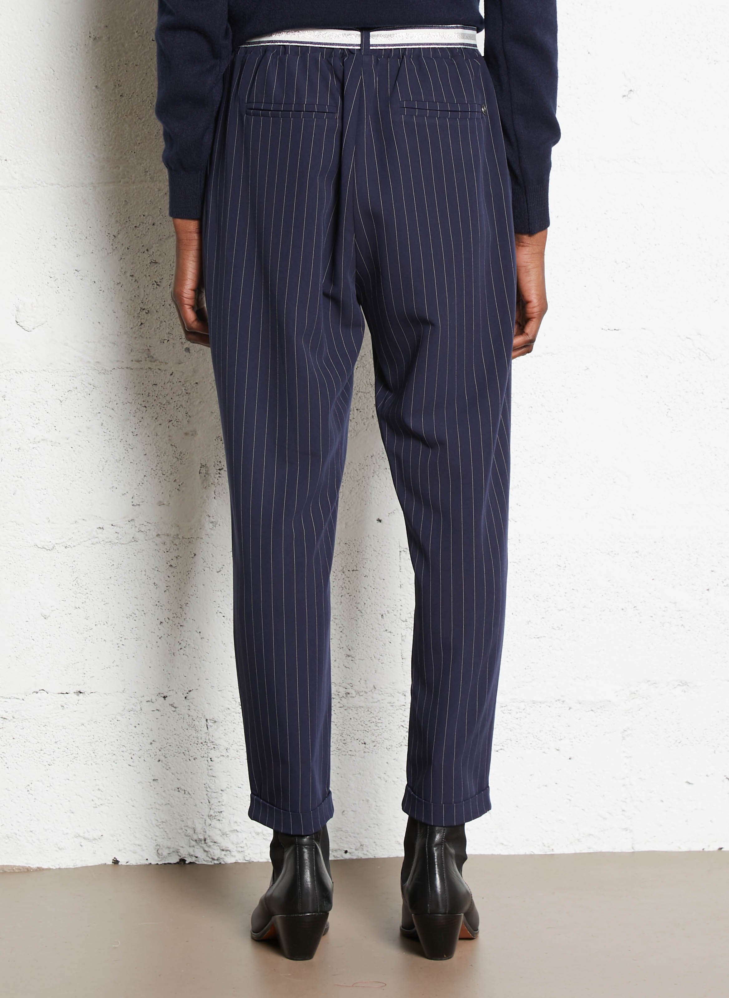 Pantalon droit à rayé PLEASE Bleu