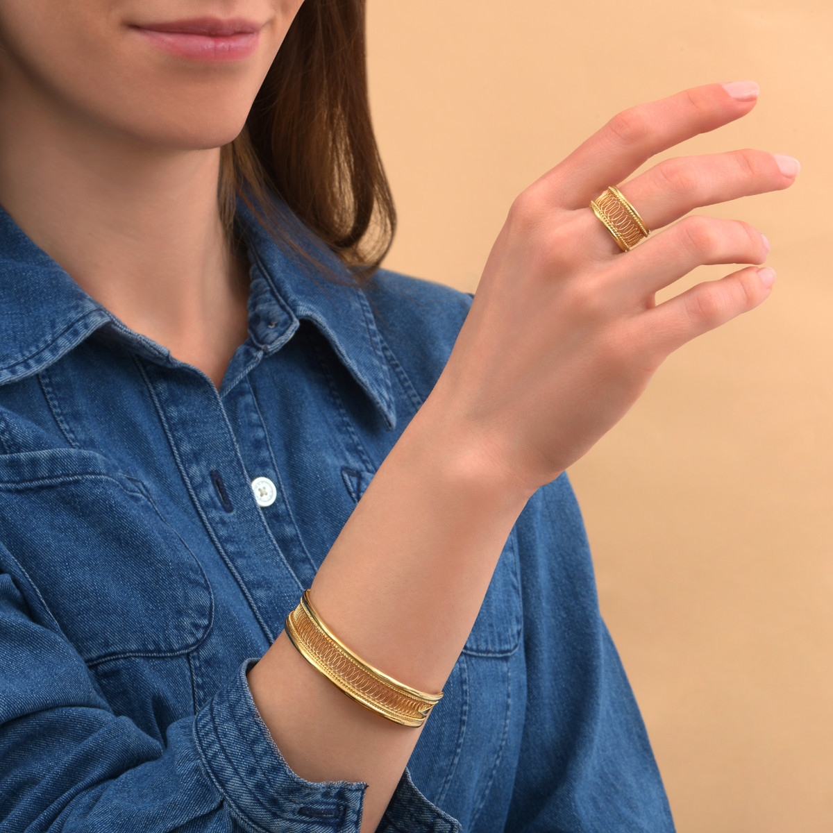 Adjustable precious gold-plated metal bangle SATELLITE PARIS No Color