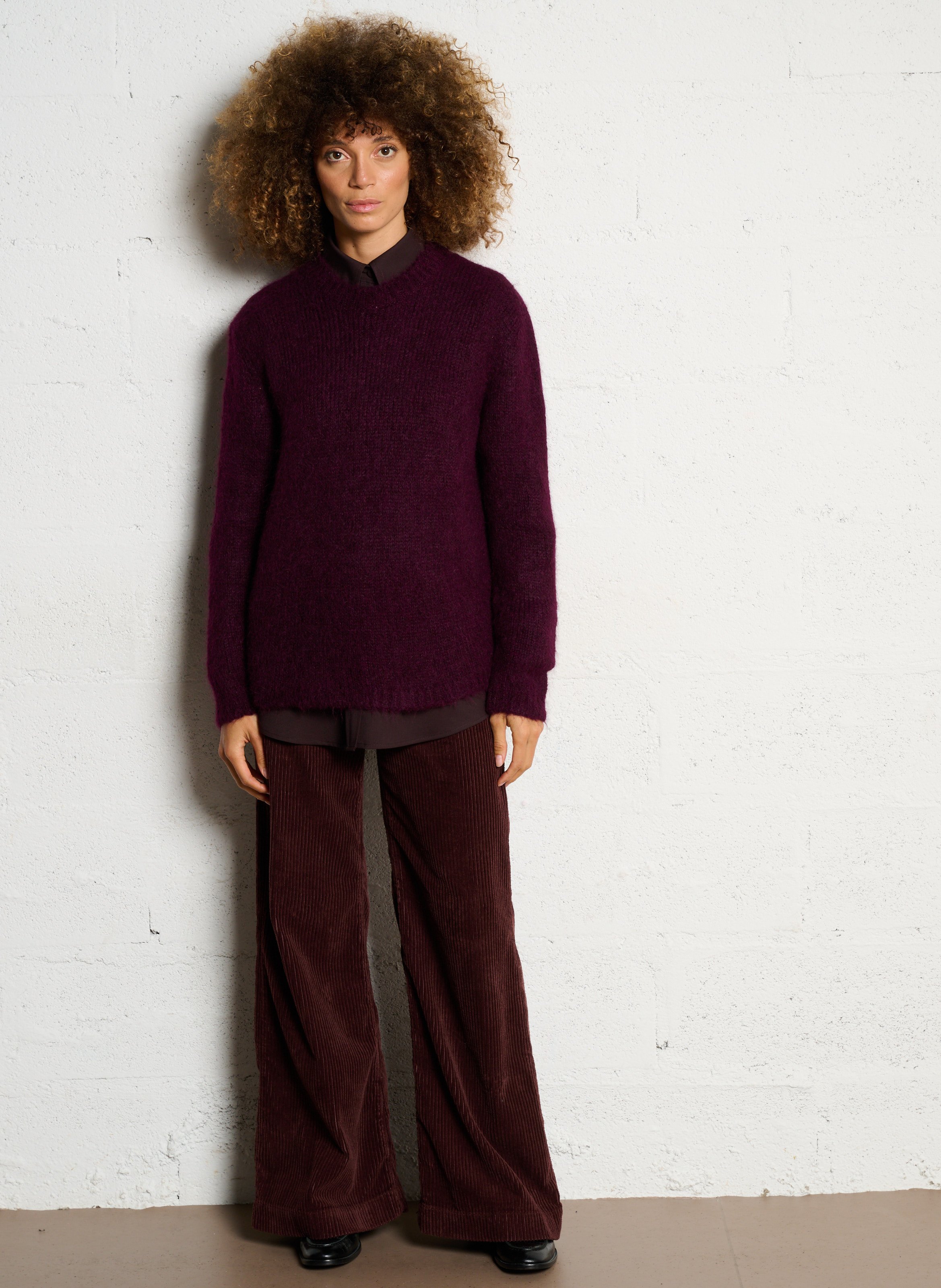 Pull col rond en alpaga mélangé MASSCOB Violet