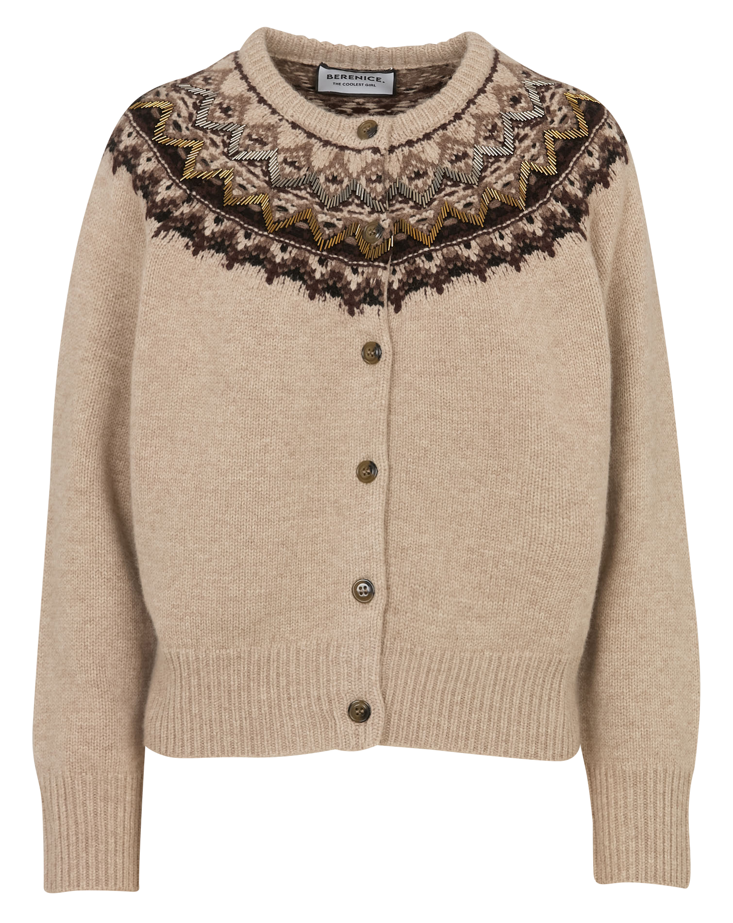 Oversize Rundhalsausschnitt Wollweste BERENICE Beige
