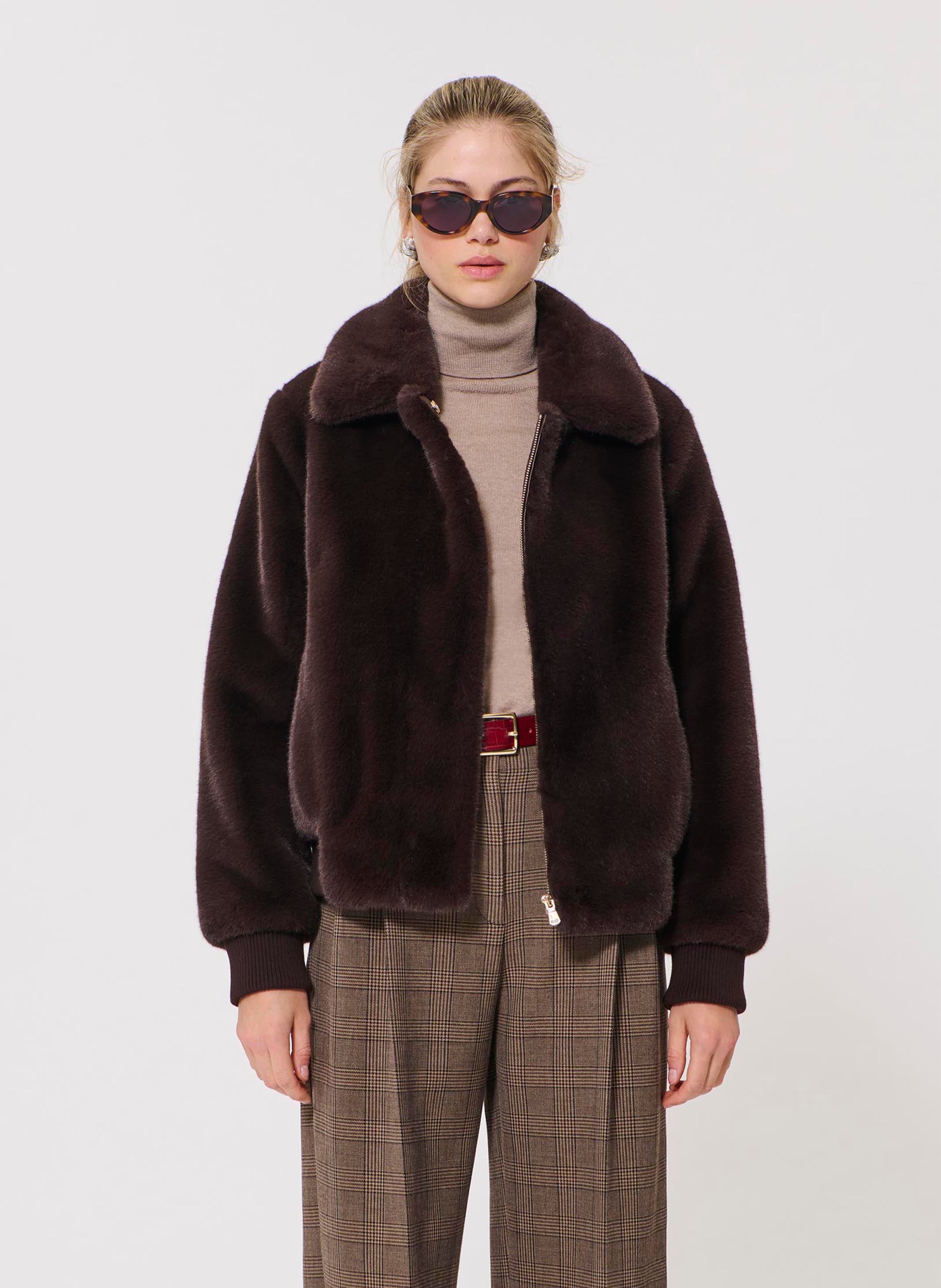 Faux fur jacket with classic collar TARA JARMON