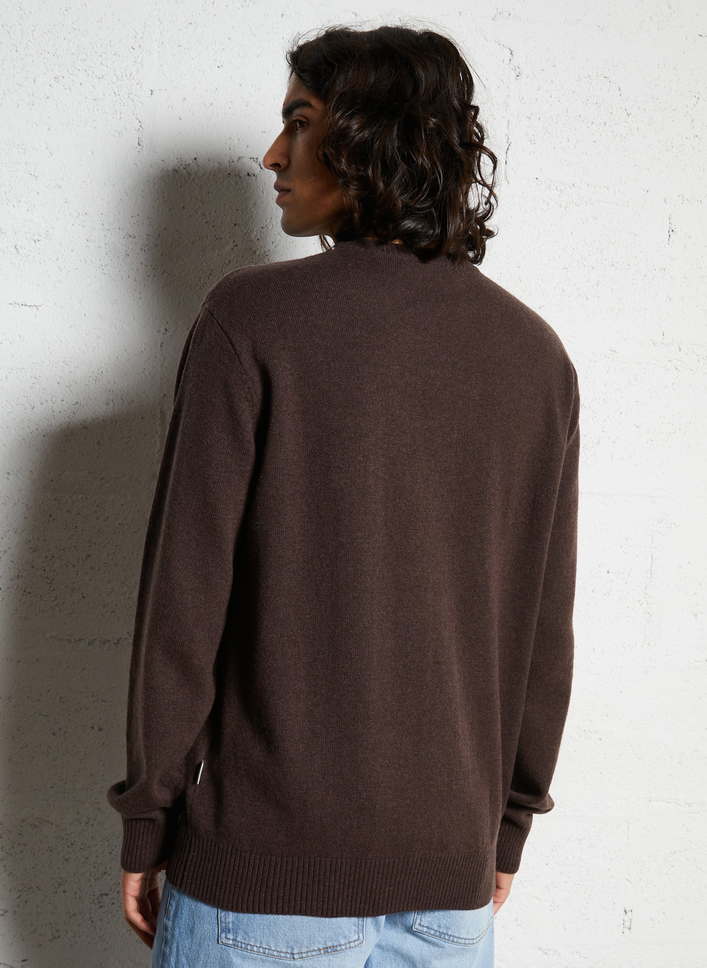 Straight-fit trui van wolmix met ronde hals MINIMUM Bruin