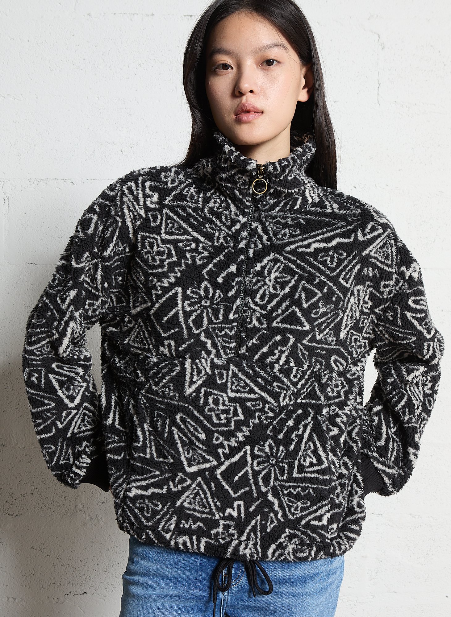 Sweat oversize col montant à imprimé BILLABONG Noir