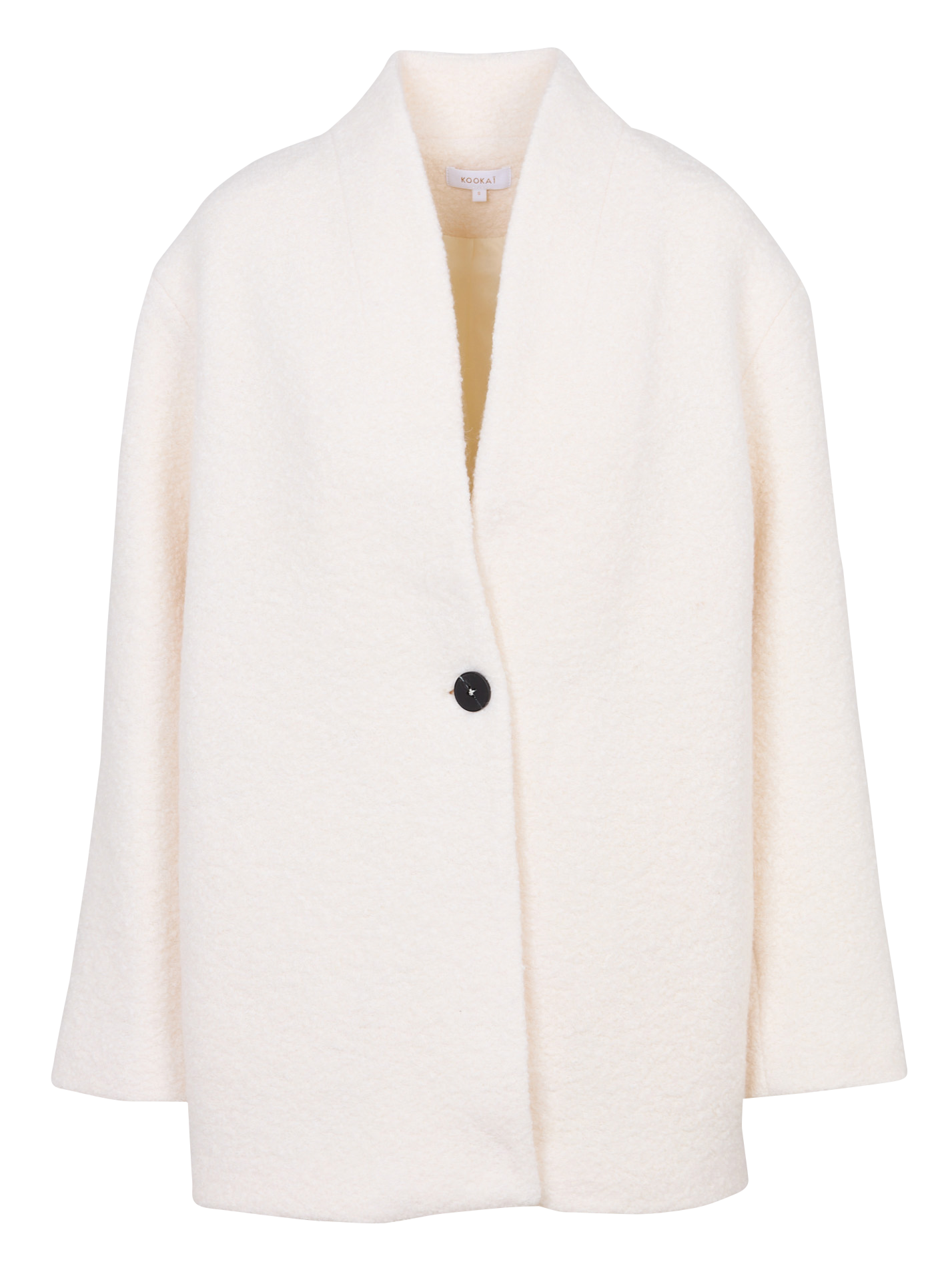 Manteau col v en laine mélangée KOOKAI Beige