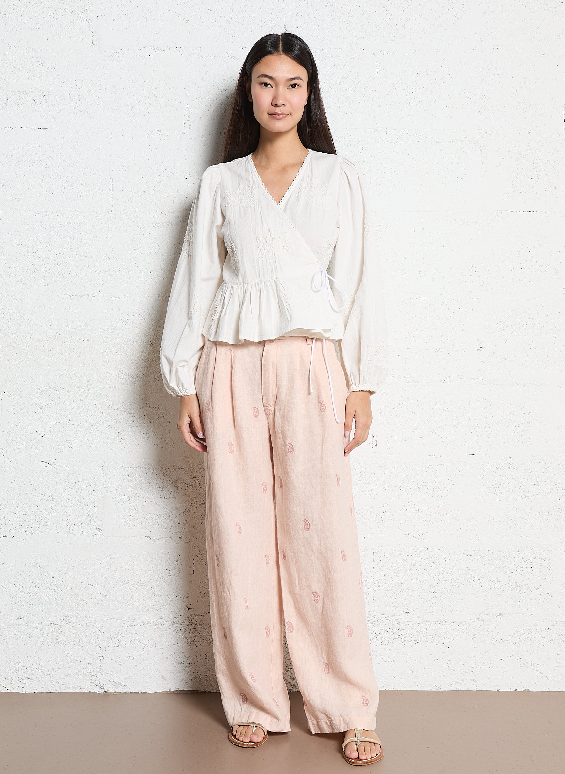 Wickeloberteil aus Baumwollmischung MAISON HOTEL Weiss