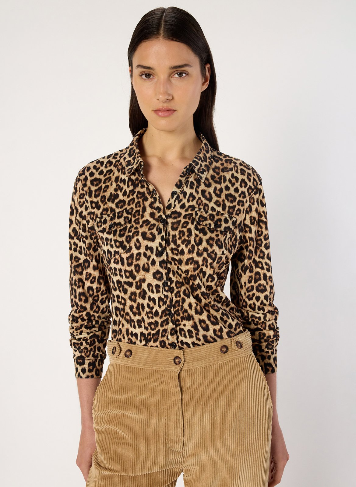 Chemise droite en coton mélangé imprimé GERARD DAREL Marron