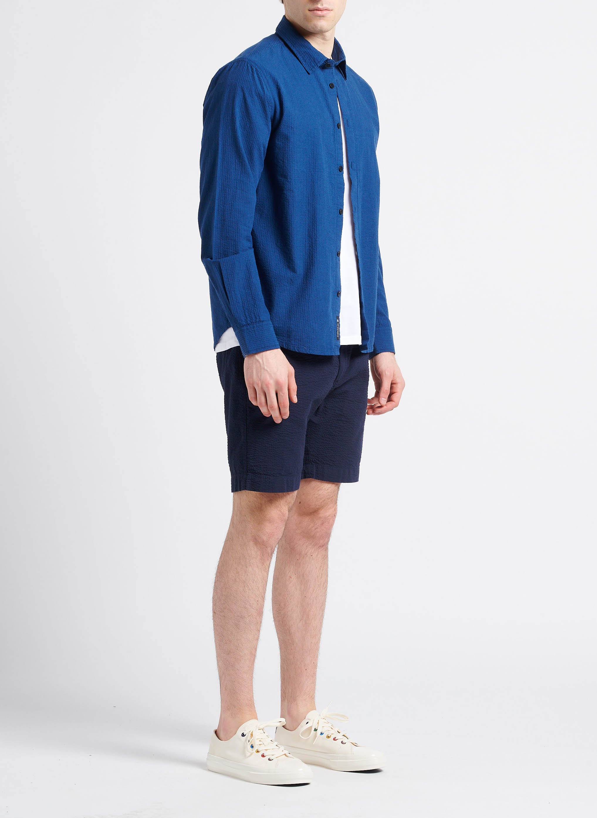 Chemise à carreaux 100% coton  THINKING MU Bleu