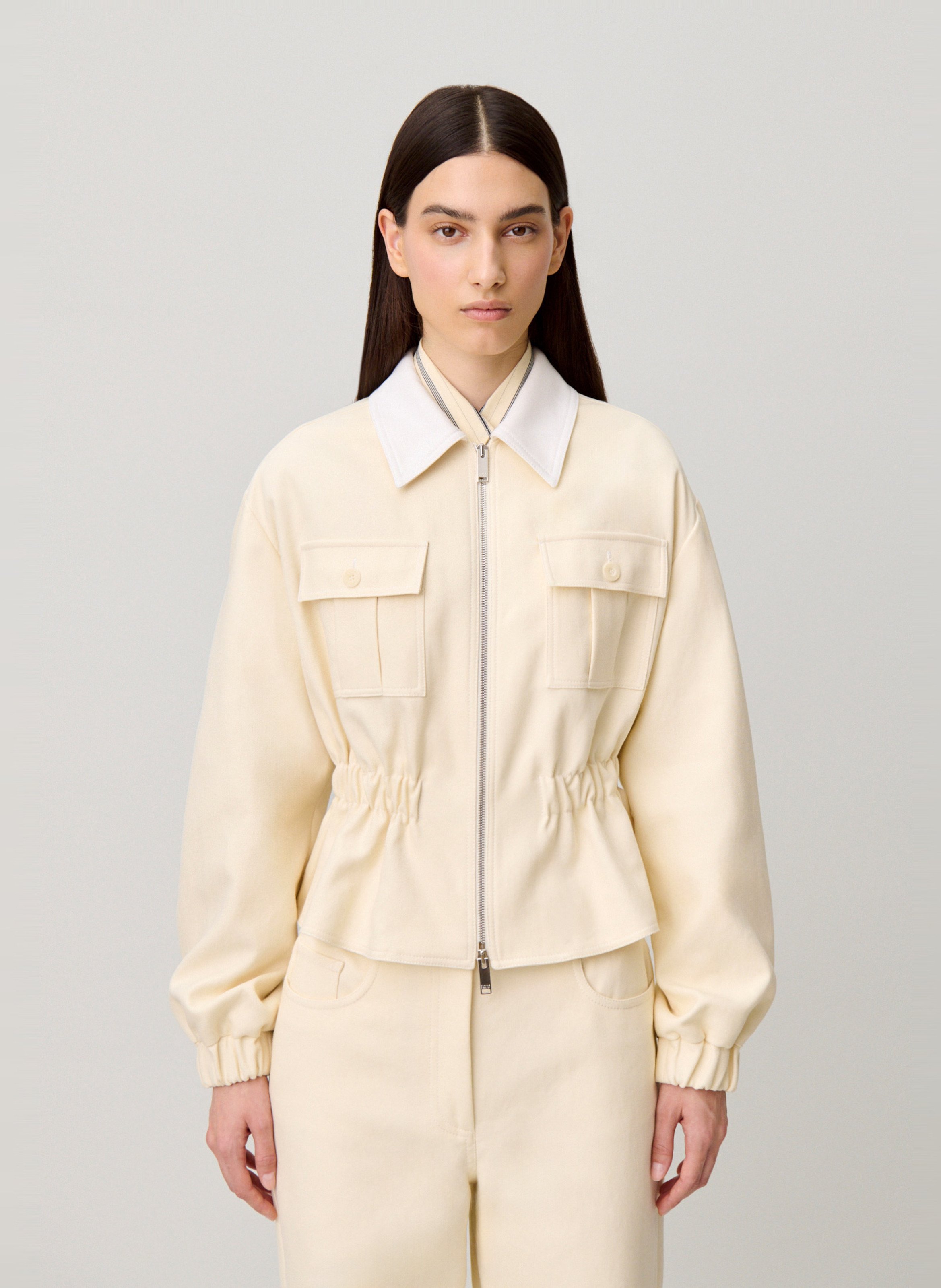 Fitted cotton jacket CLAUDIE PIERLOT Beige
